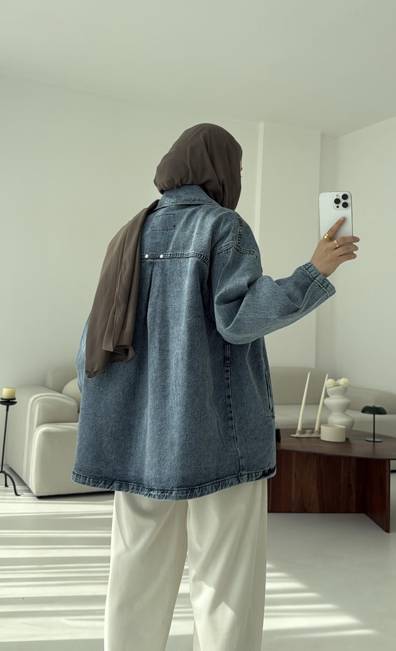 Bağlamalı Denim Ceket