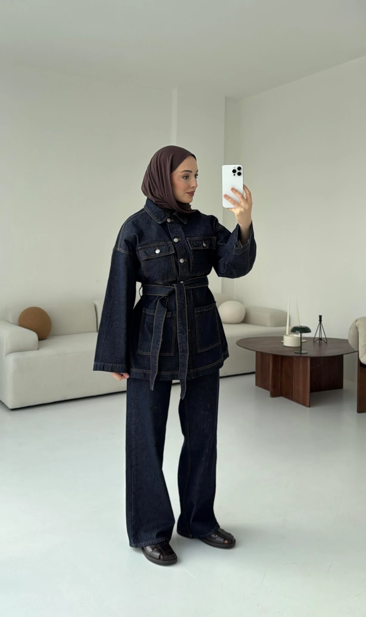 Seyyar Kemerli Denim Takım