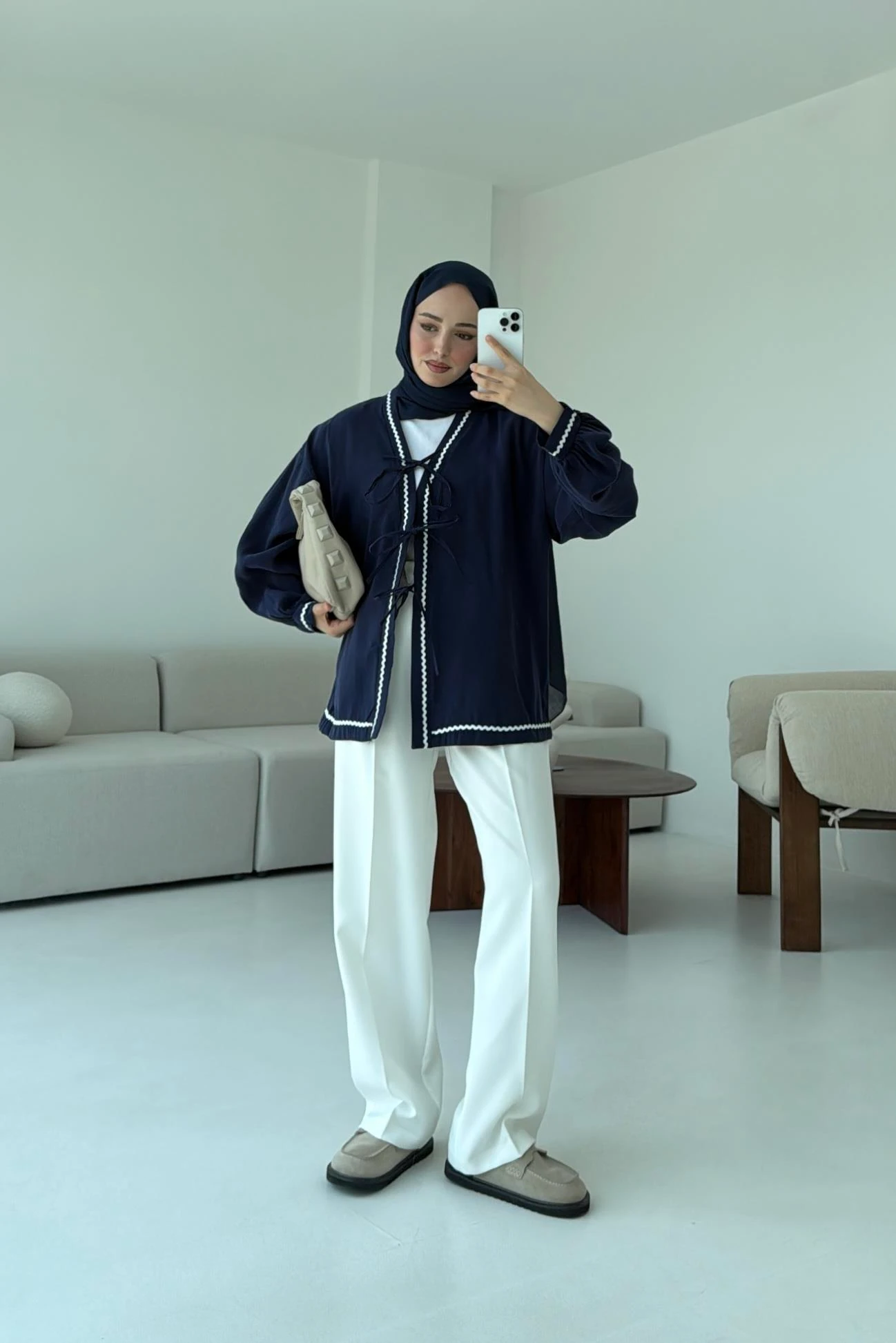 Bağlamalı Dantel Detay Kimono Lacivert