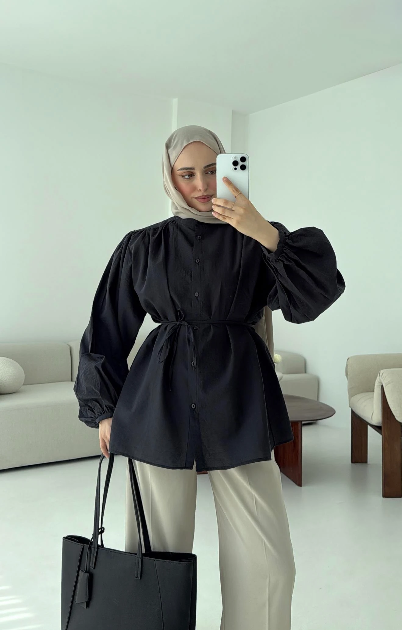 Risa Balon Kol Gömlek Antrasit