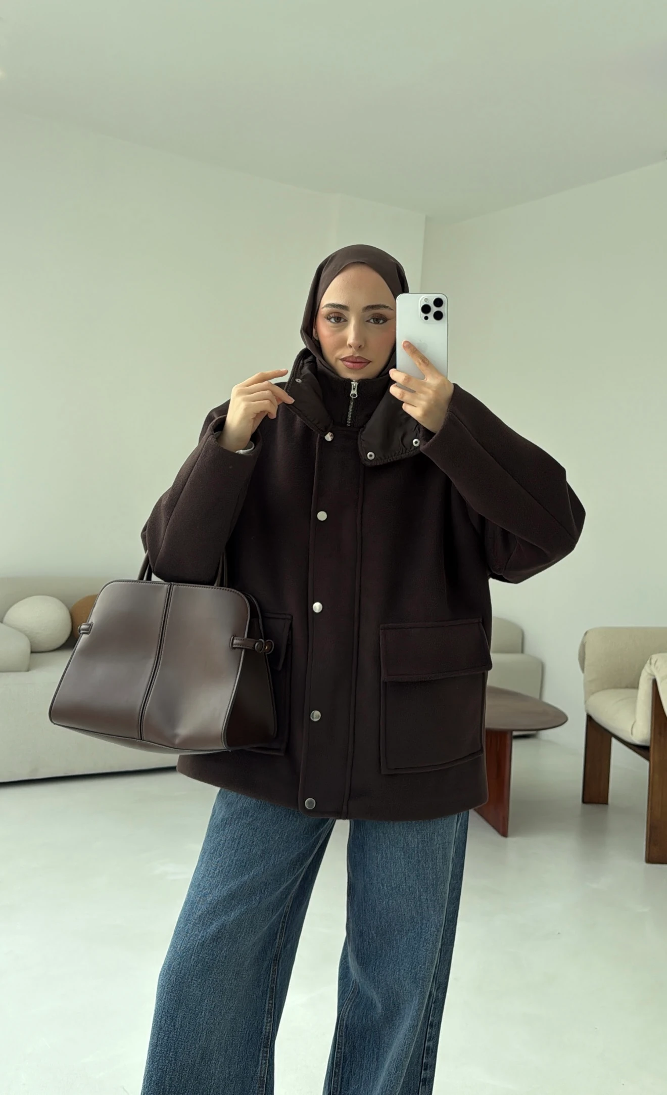 Klapalı Tasarım Kaban Kahve