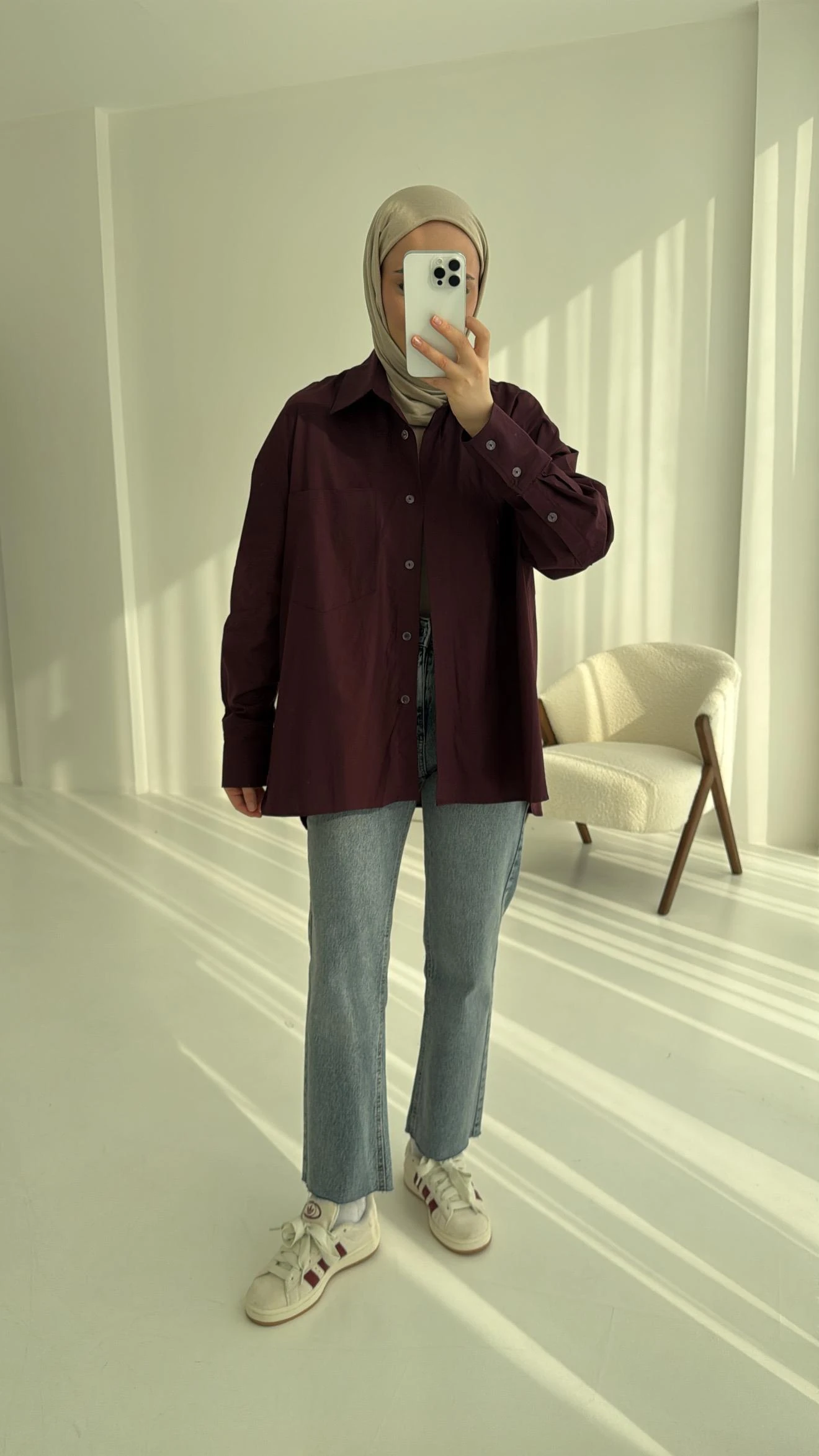 Tek Cepli Poplin Gömlek Bordo