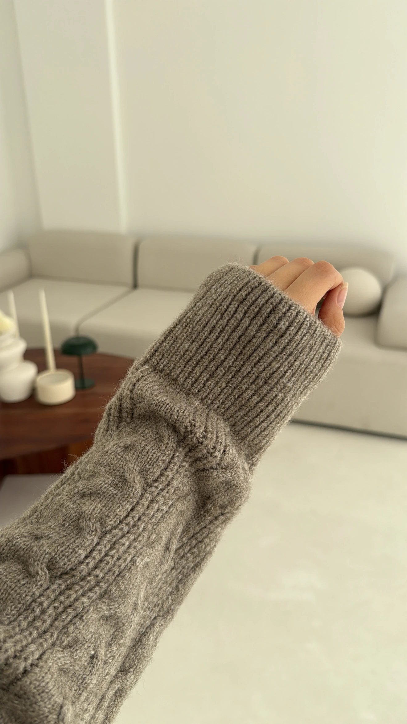 Kalın Saç Örgü Kazak Vizon 