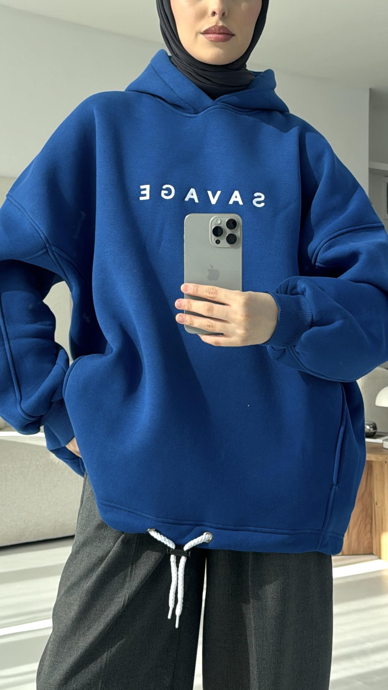 Savage Baskılı Swetshirt Saks