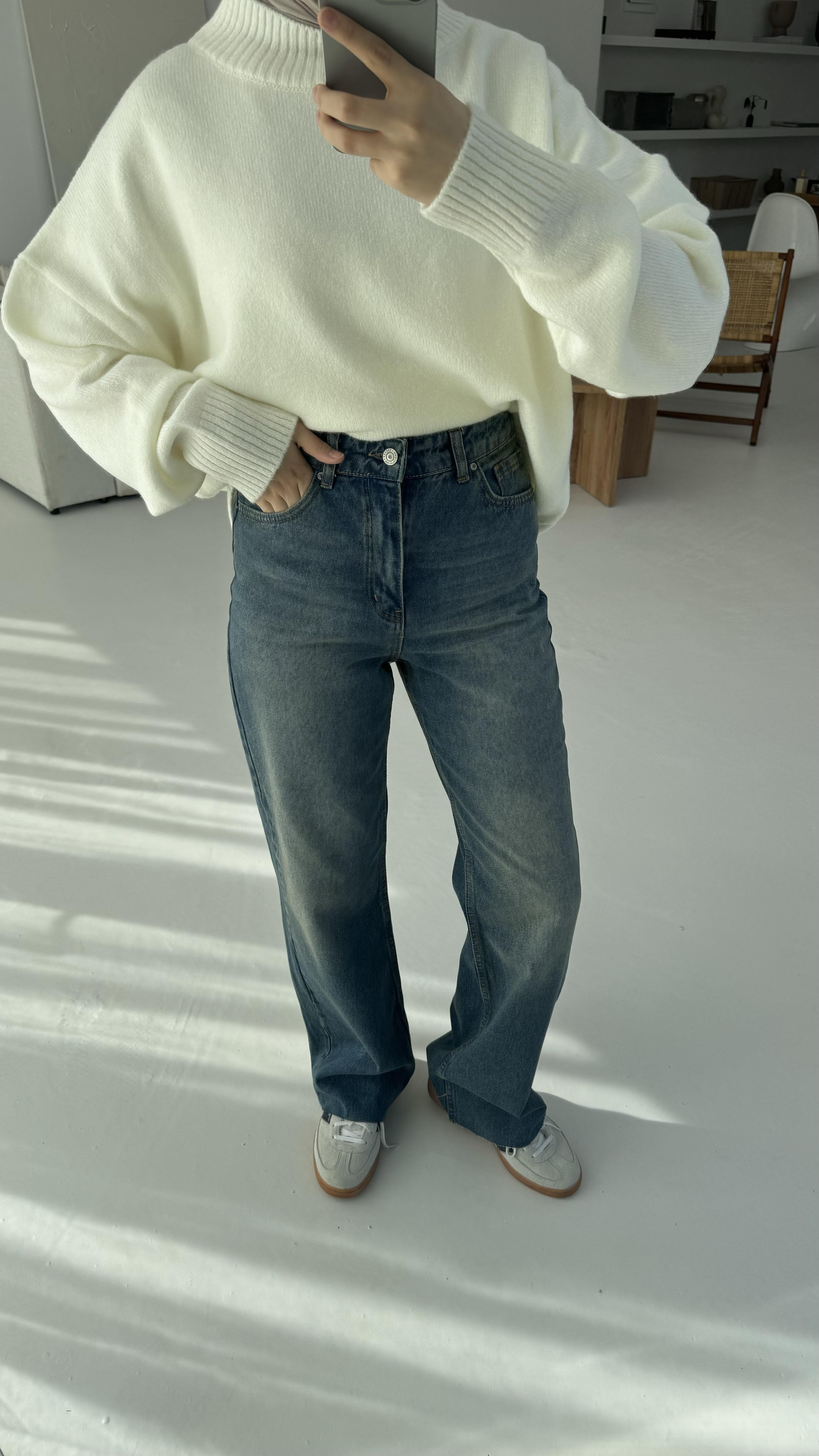 Yumuşak Triko Kazak Ekru