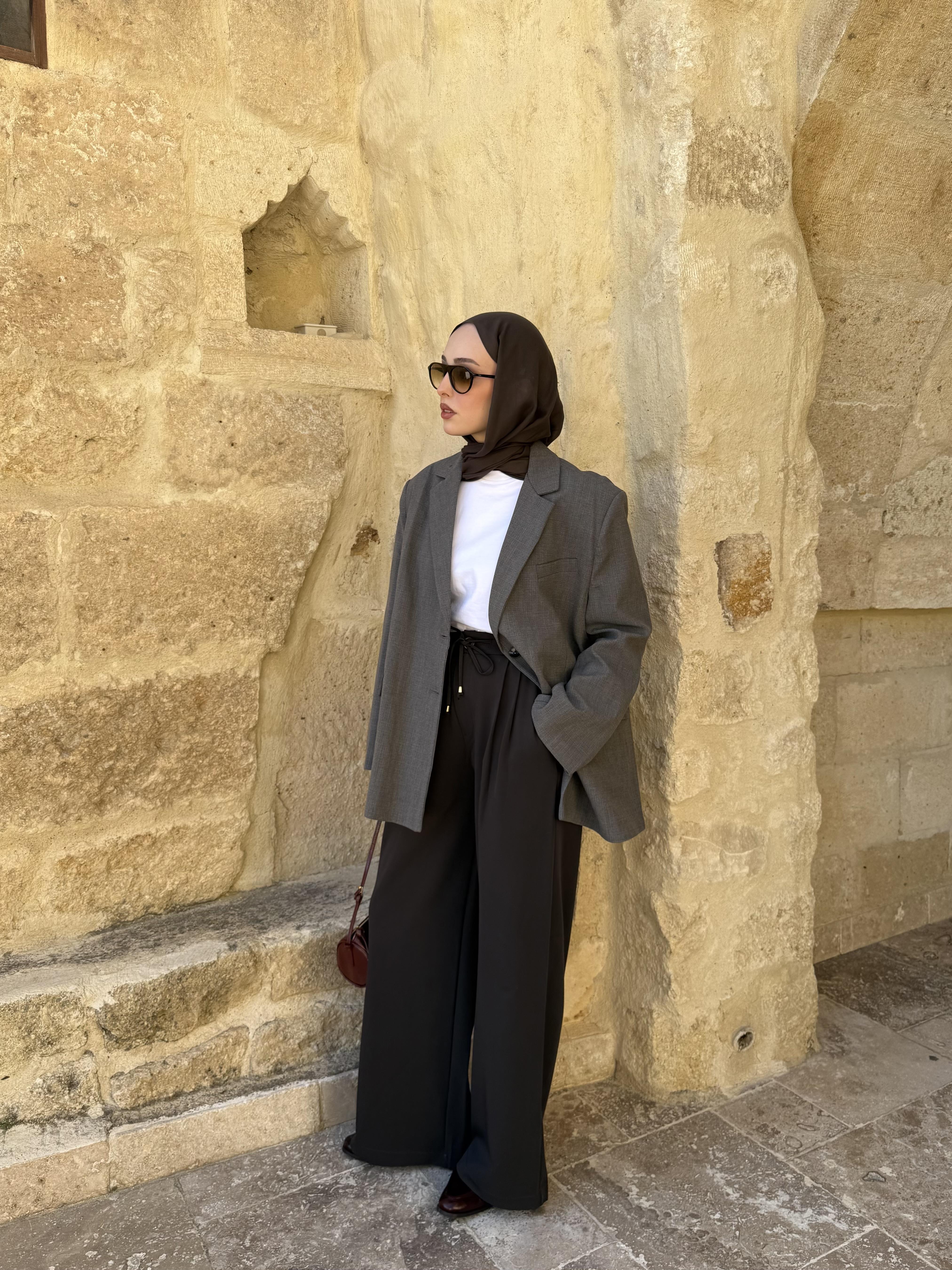 Gri Oversize Blazer Ceket