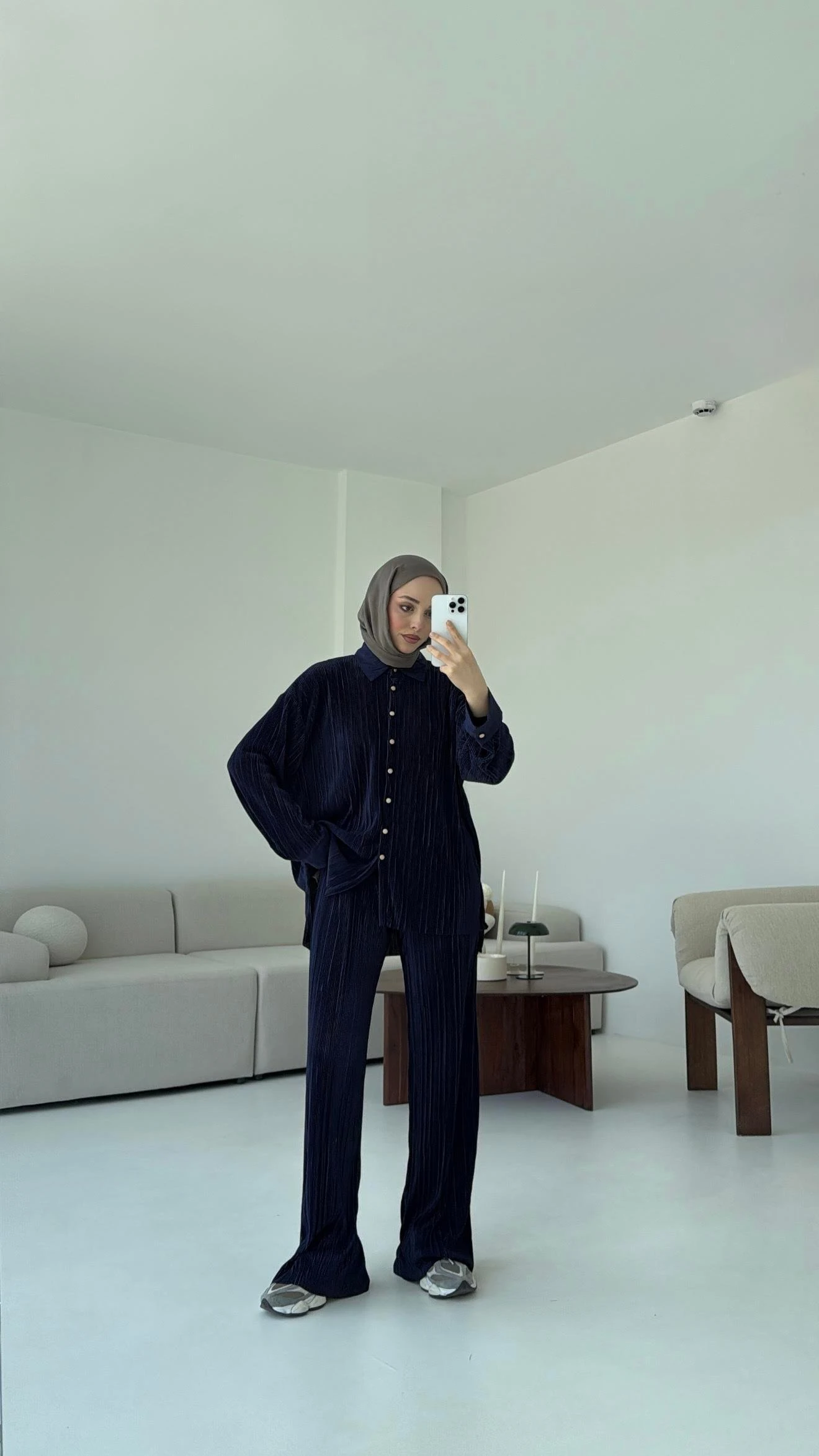 Düğmeli Piliseli Takım Lacivert