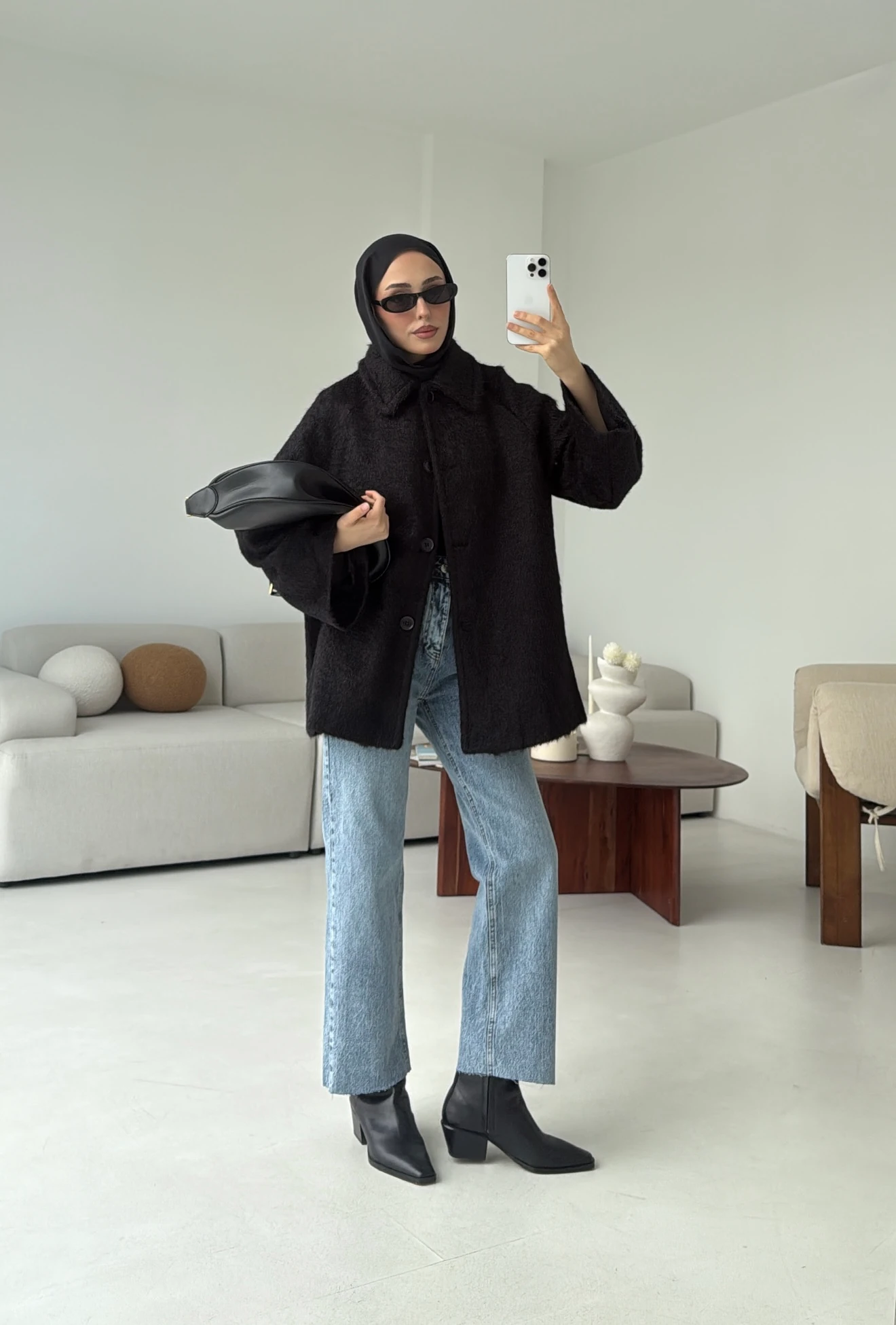 Mohair Reglan Kol Kaban Siyah