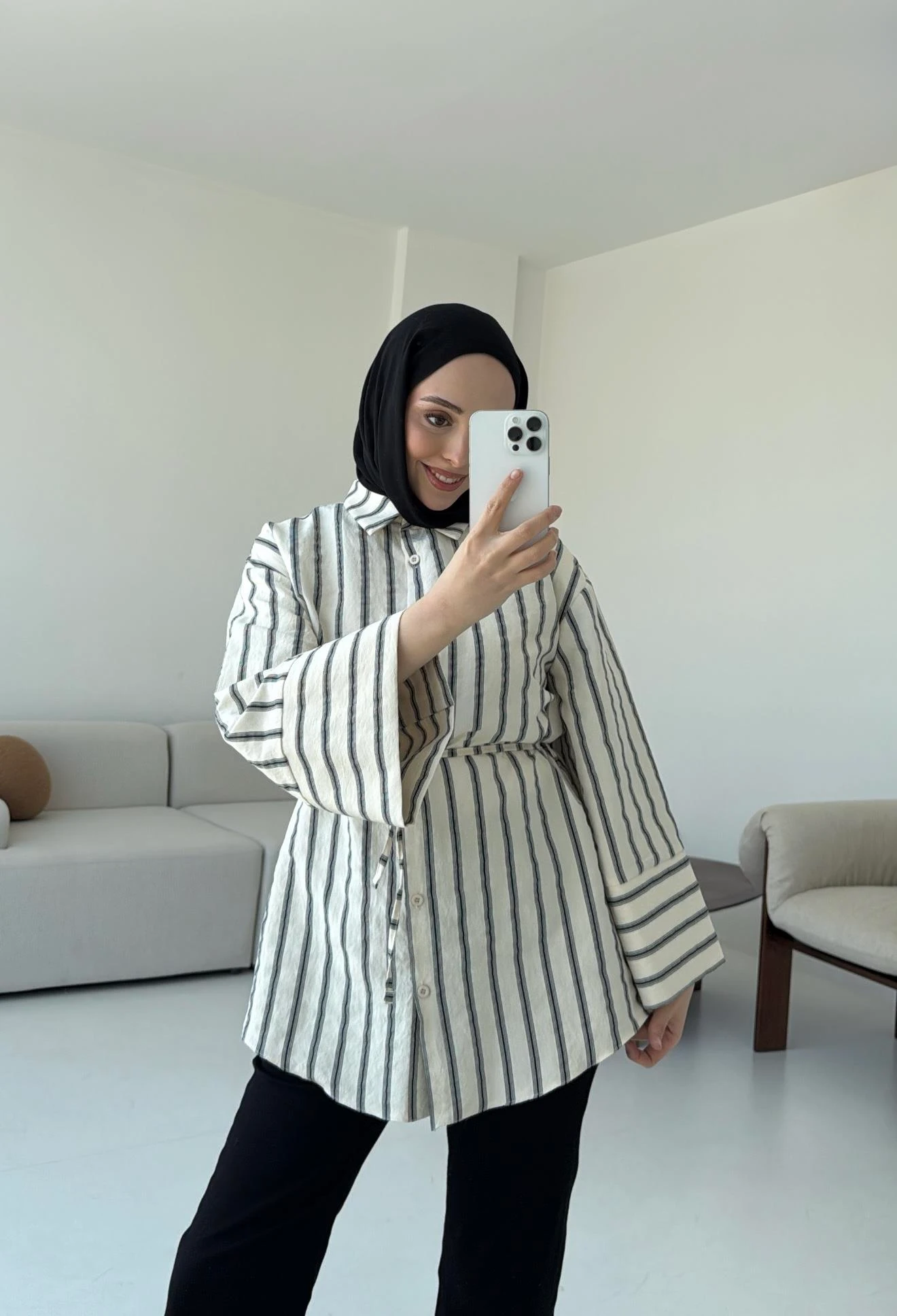 Çizgili Bağlamalı Gömlek