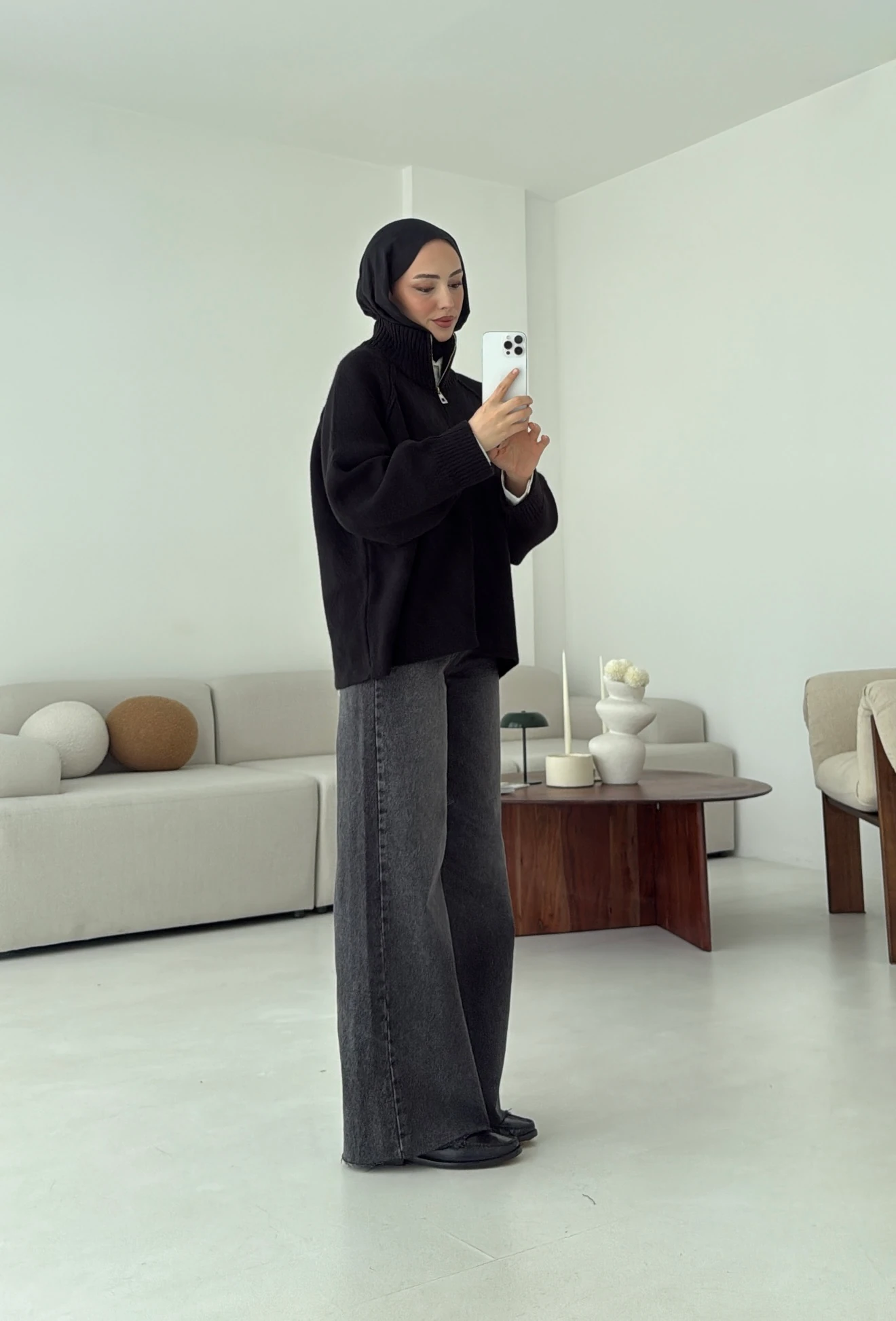 Fermuarlı Şardonlu Hırka Siyah