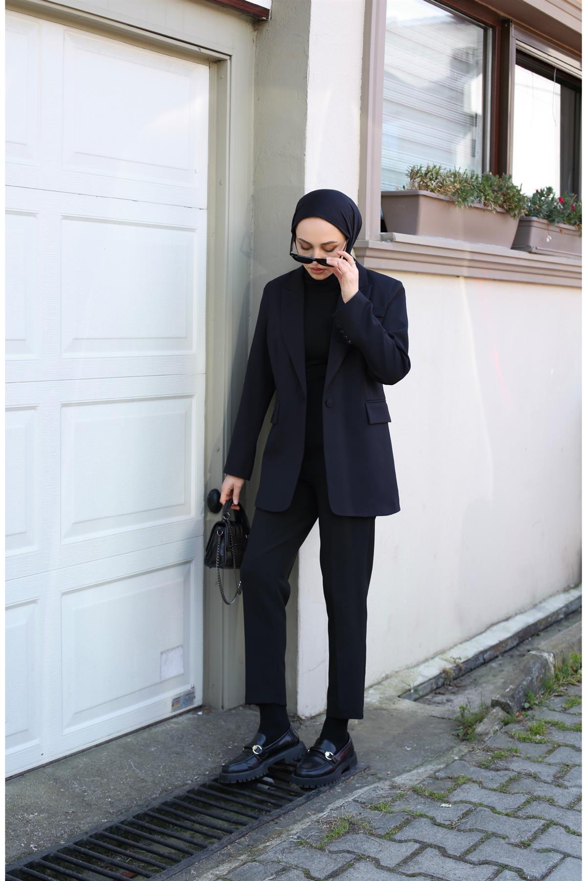 Tek Düğme Siyah Blazer