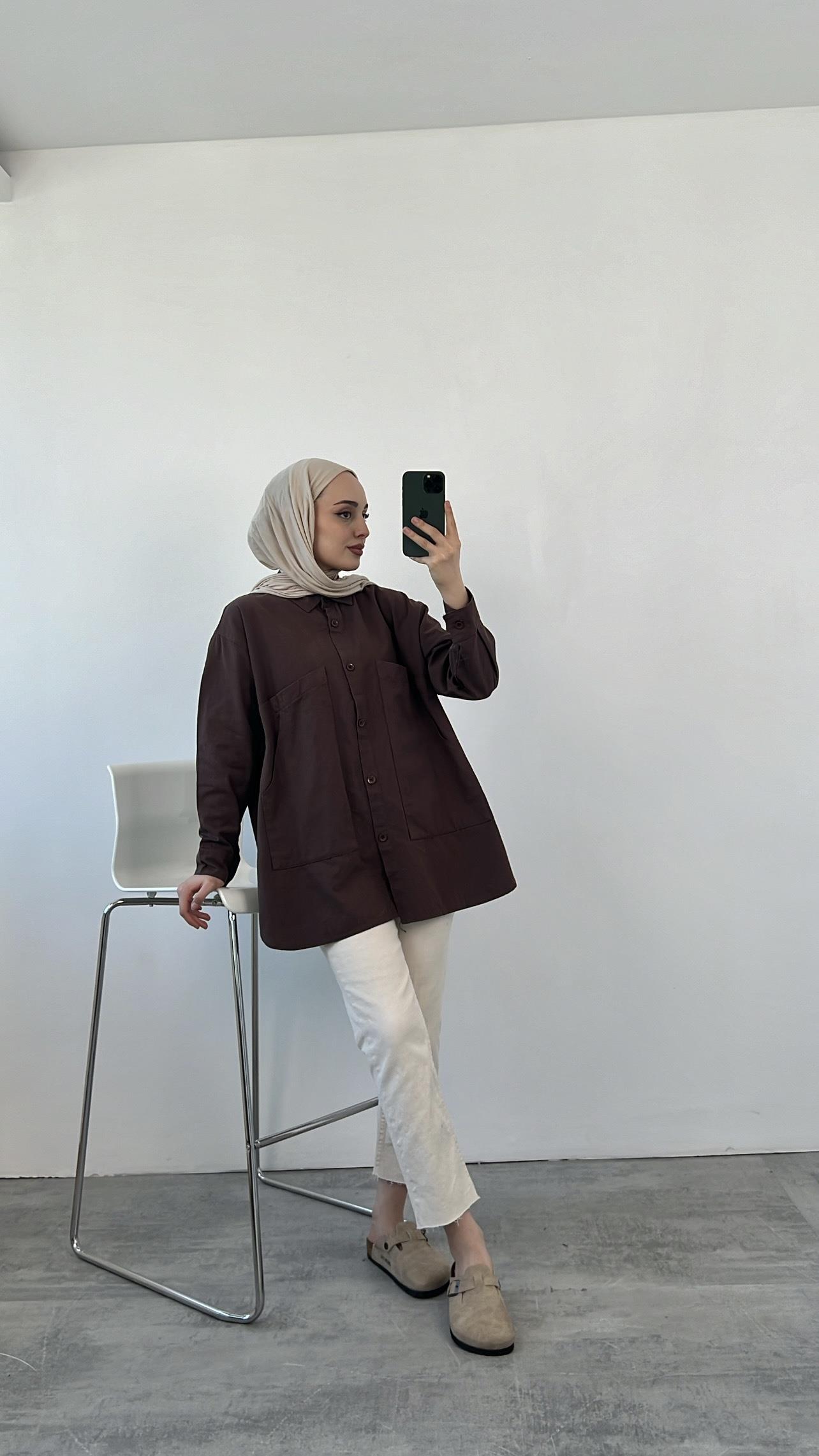 Gabardin İnce Yazlık Ceket Kahve
