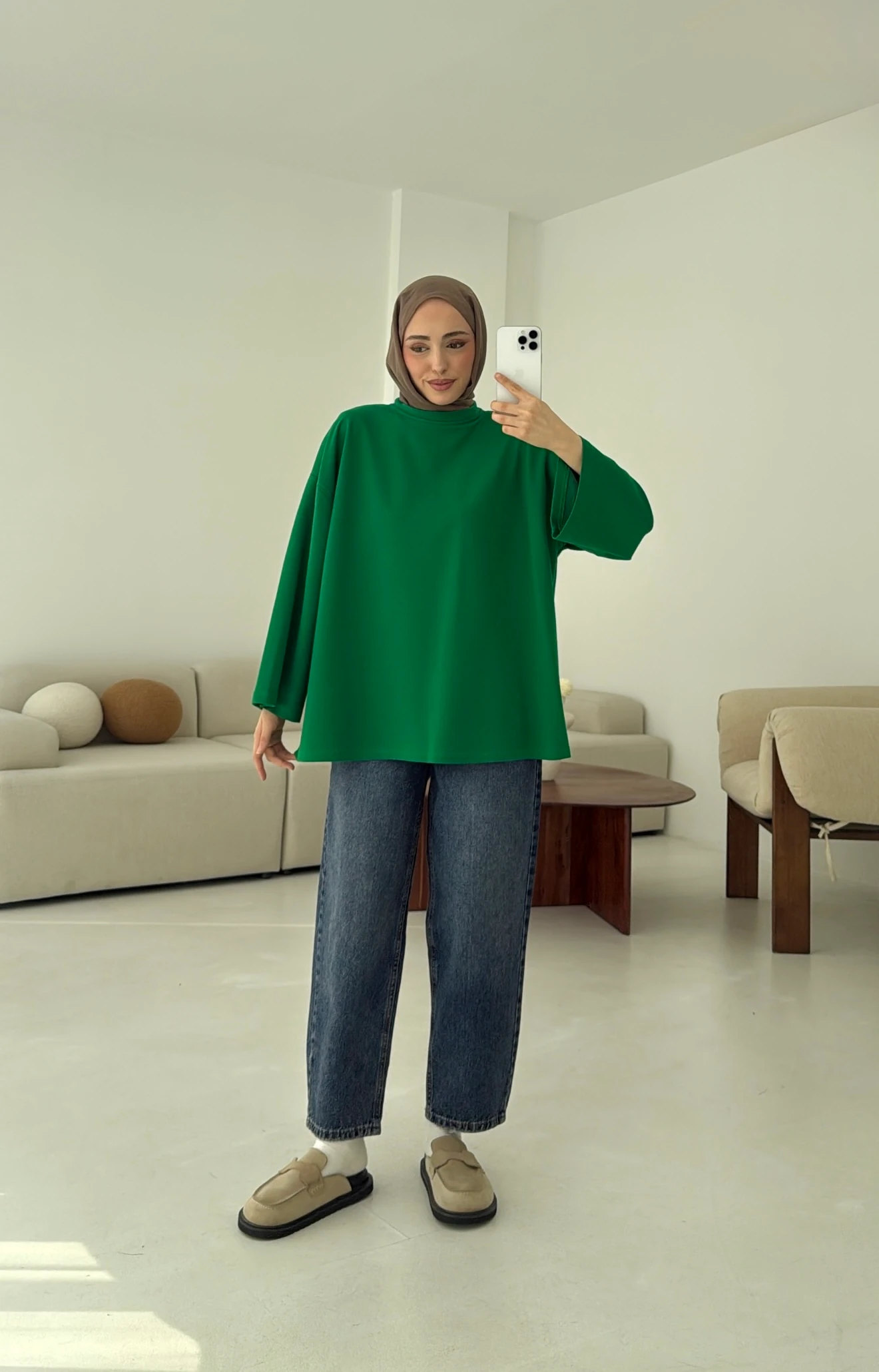 Basic İki İplik Sweat Yeşil