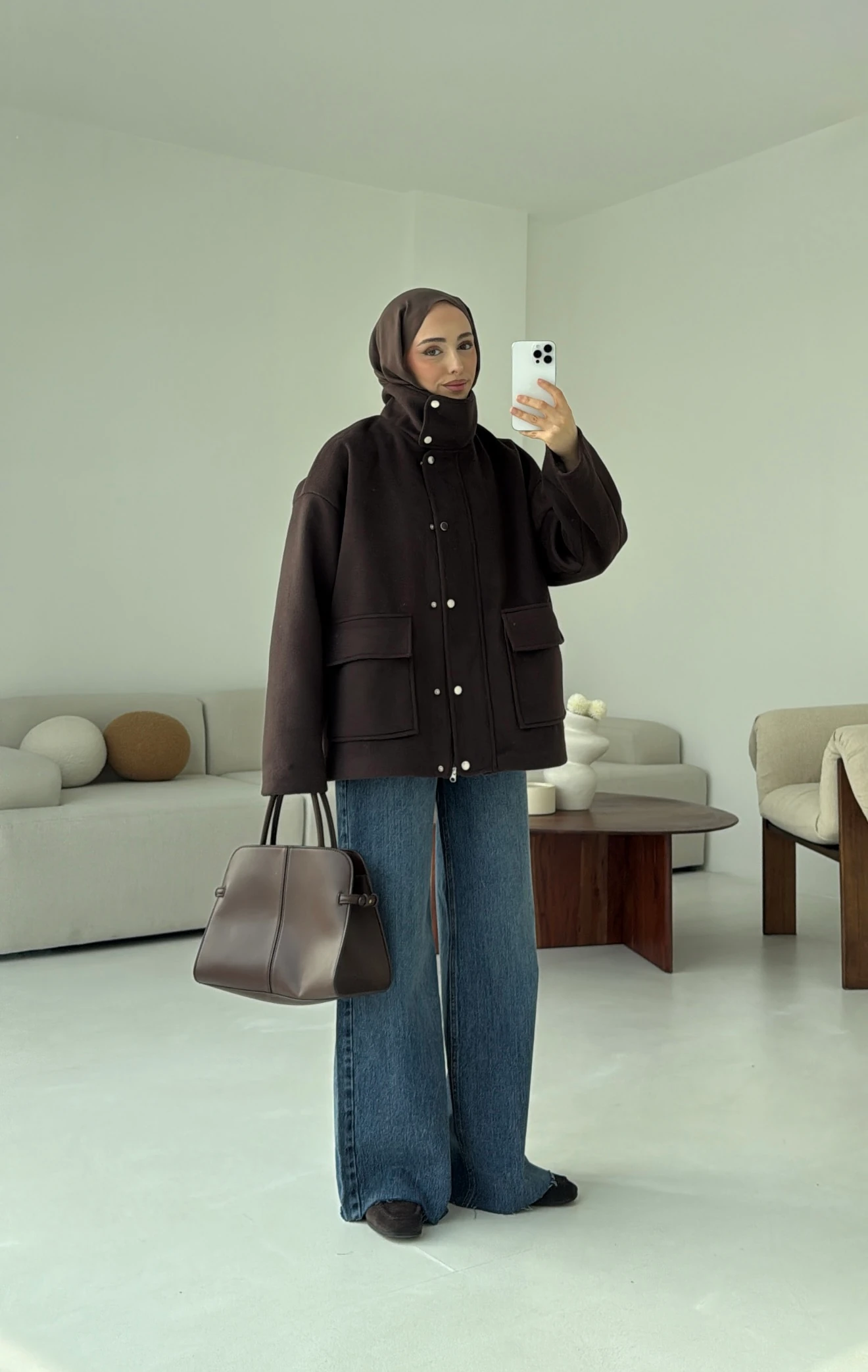 Klapalı Tasarım Kaban Kahve