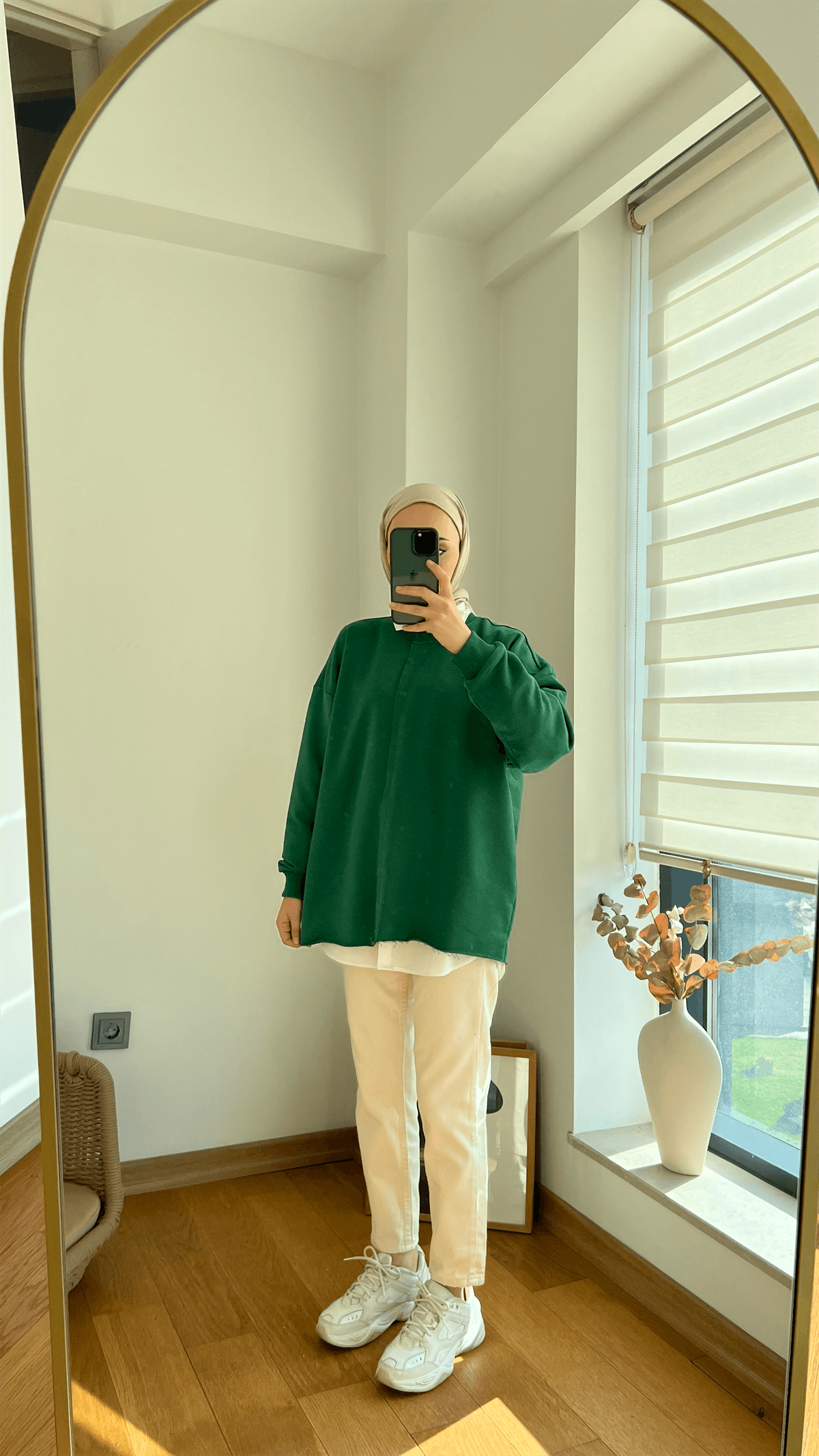 Altı Kesik Detaylı Sweatshirt Yeşil