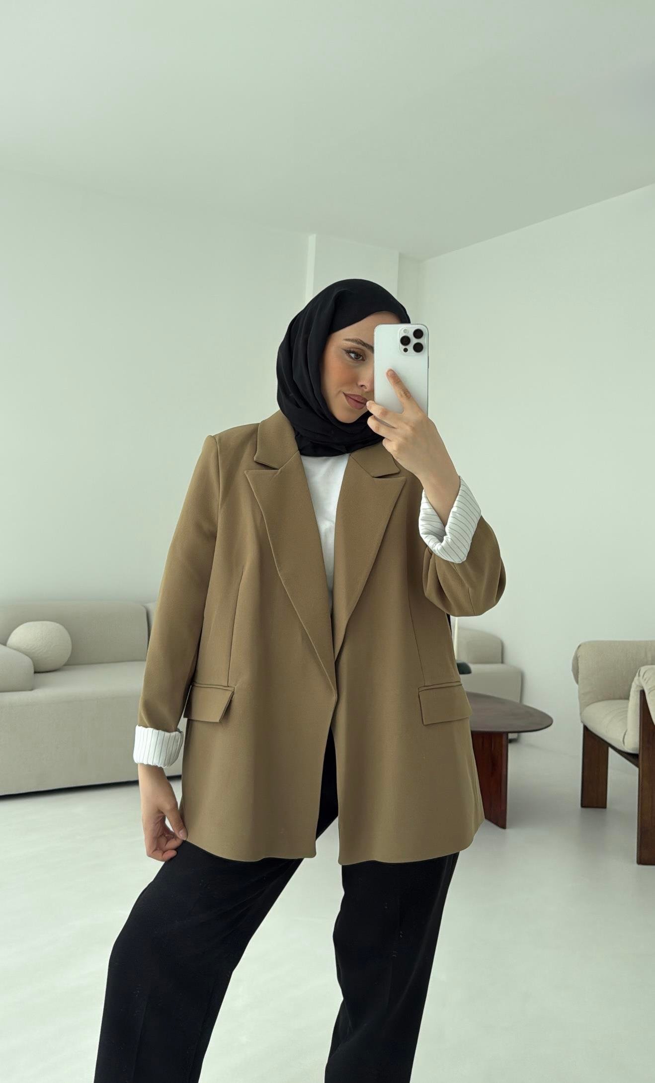 Kolu Katlamalı Blazer Olive