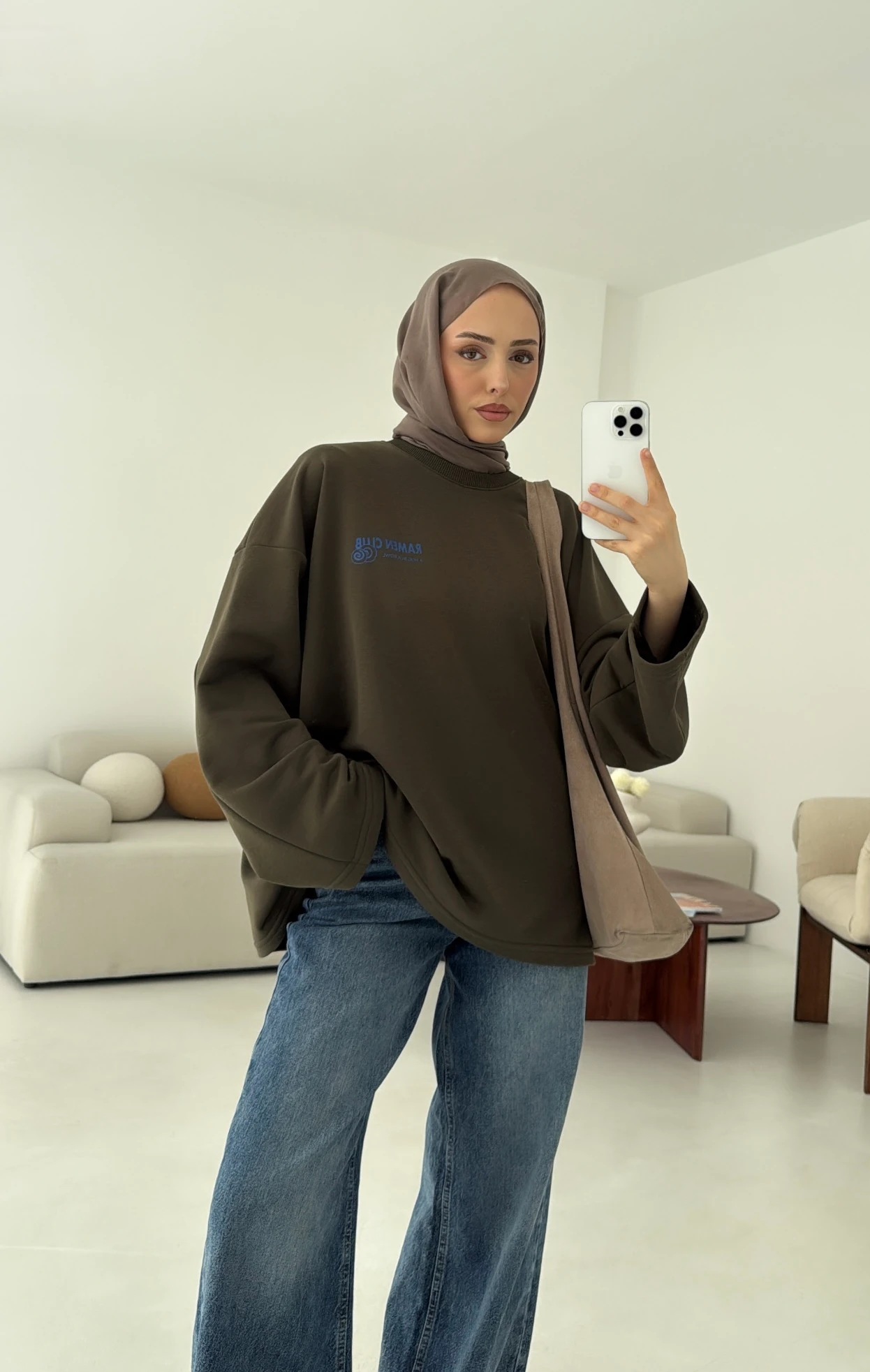 Ramen Baskılı Sweat Haki