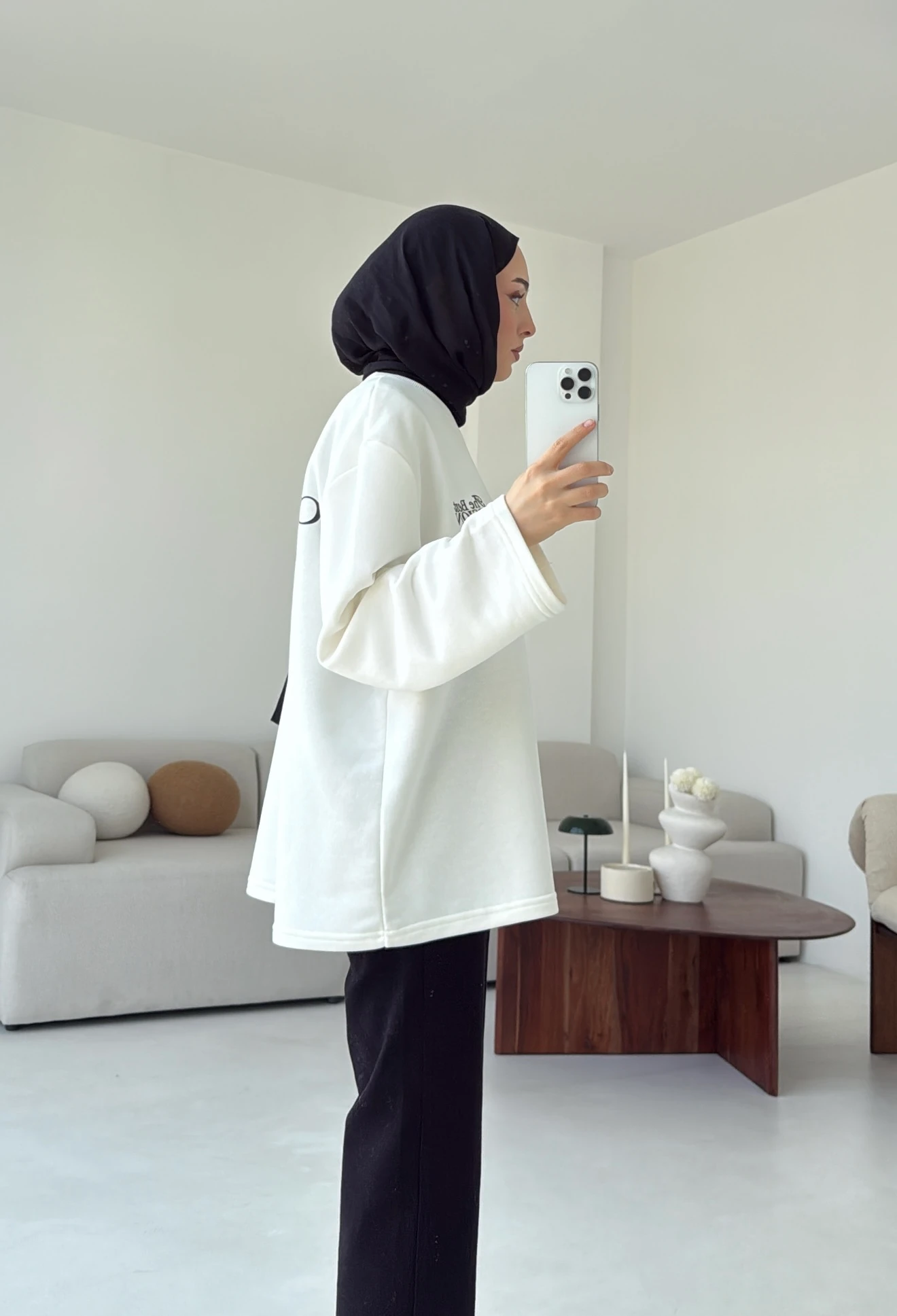 Version Baskılı Sweatshirt Beyaz