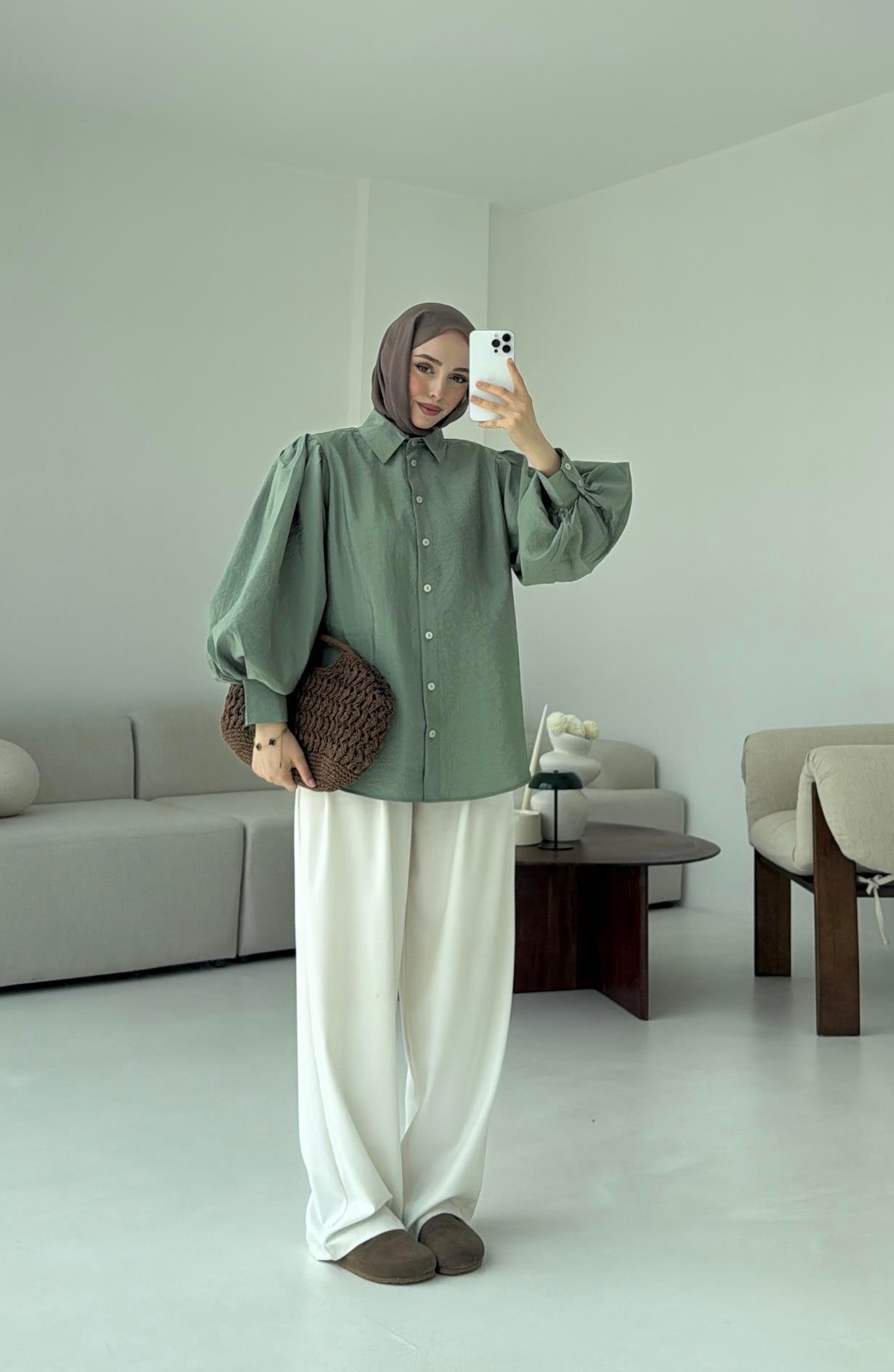 Cotton Balon Kol Gömlek Adaçayı