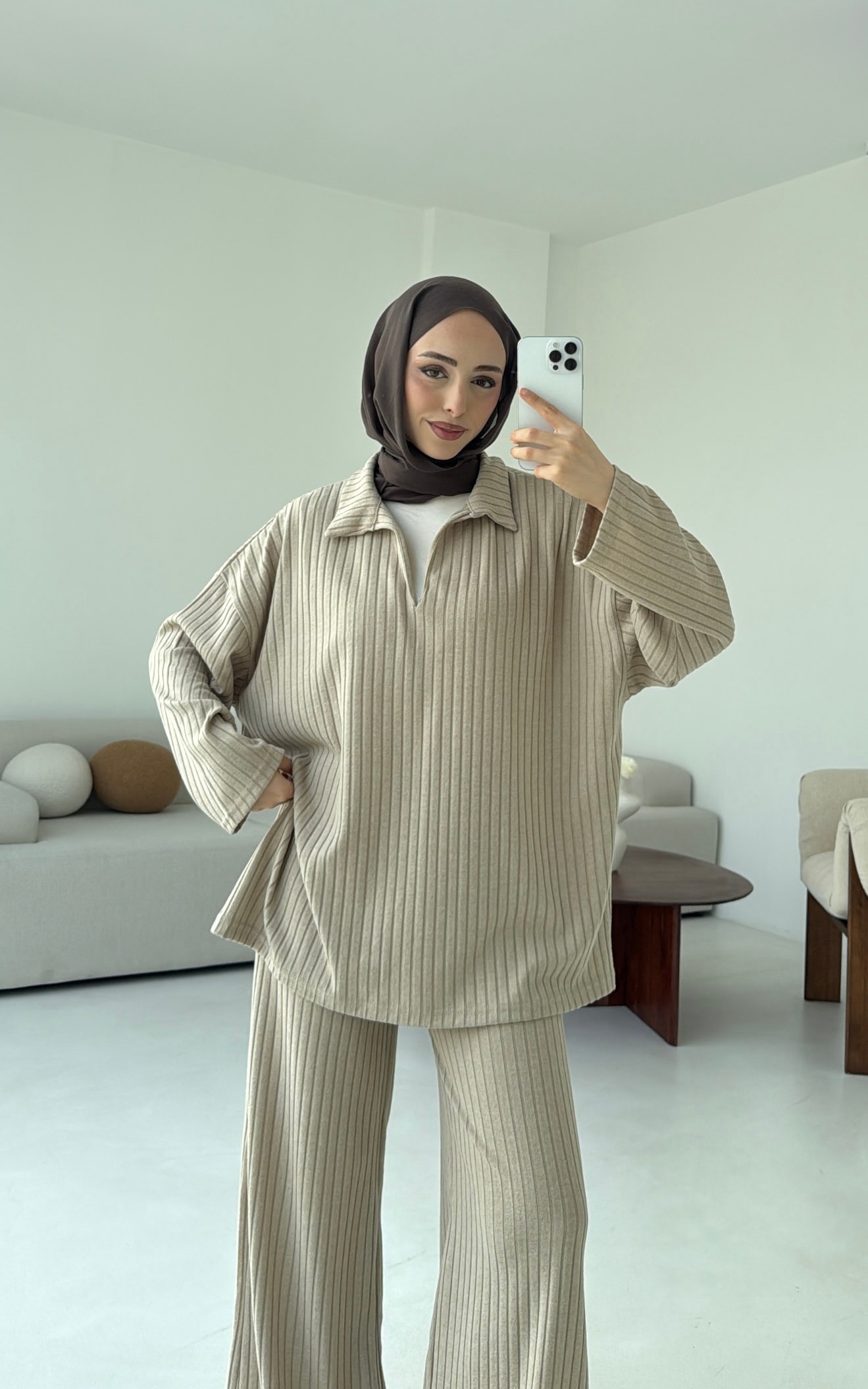 Kaskorse Bluz Pantolon Takım Bej