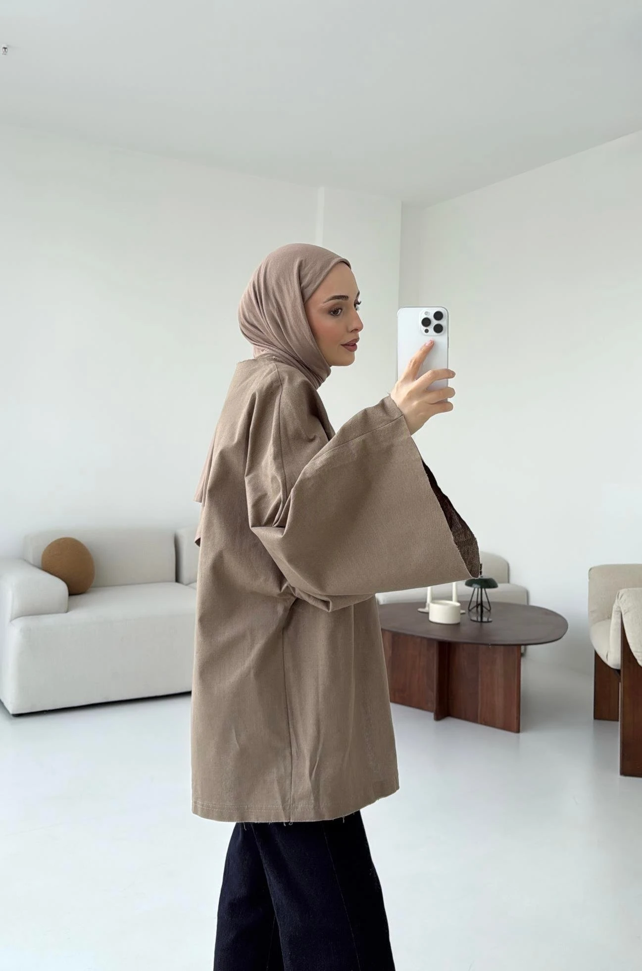 Geniş Kol Kimono Vizon