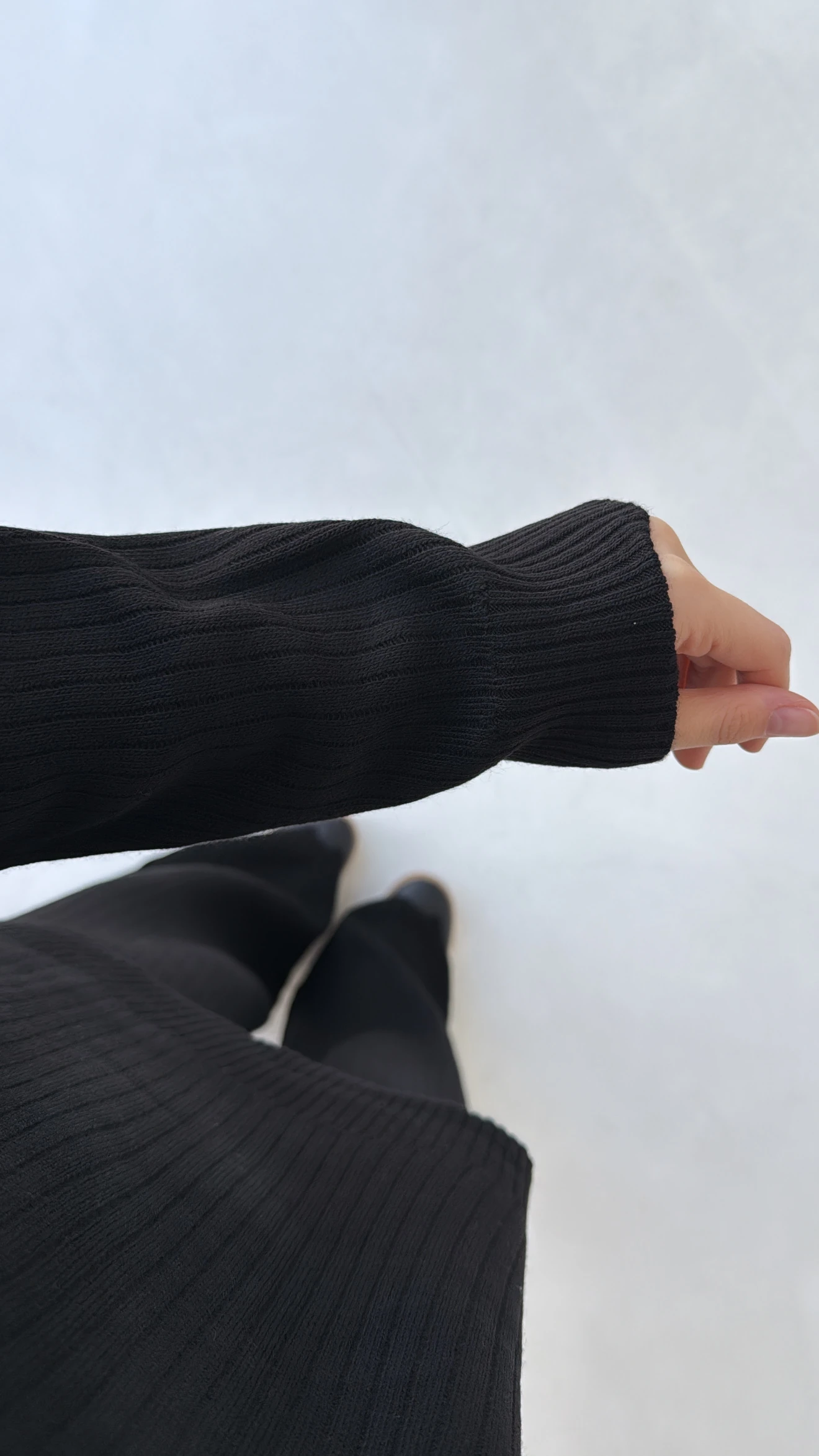 Bisiklet Yaka Triko Takım Siyah