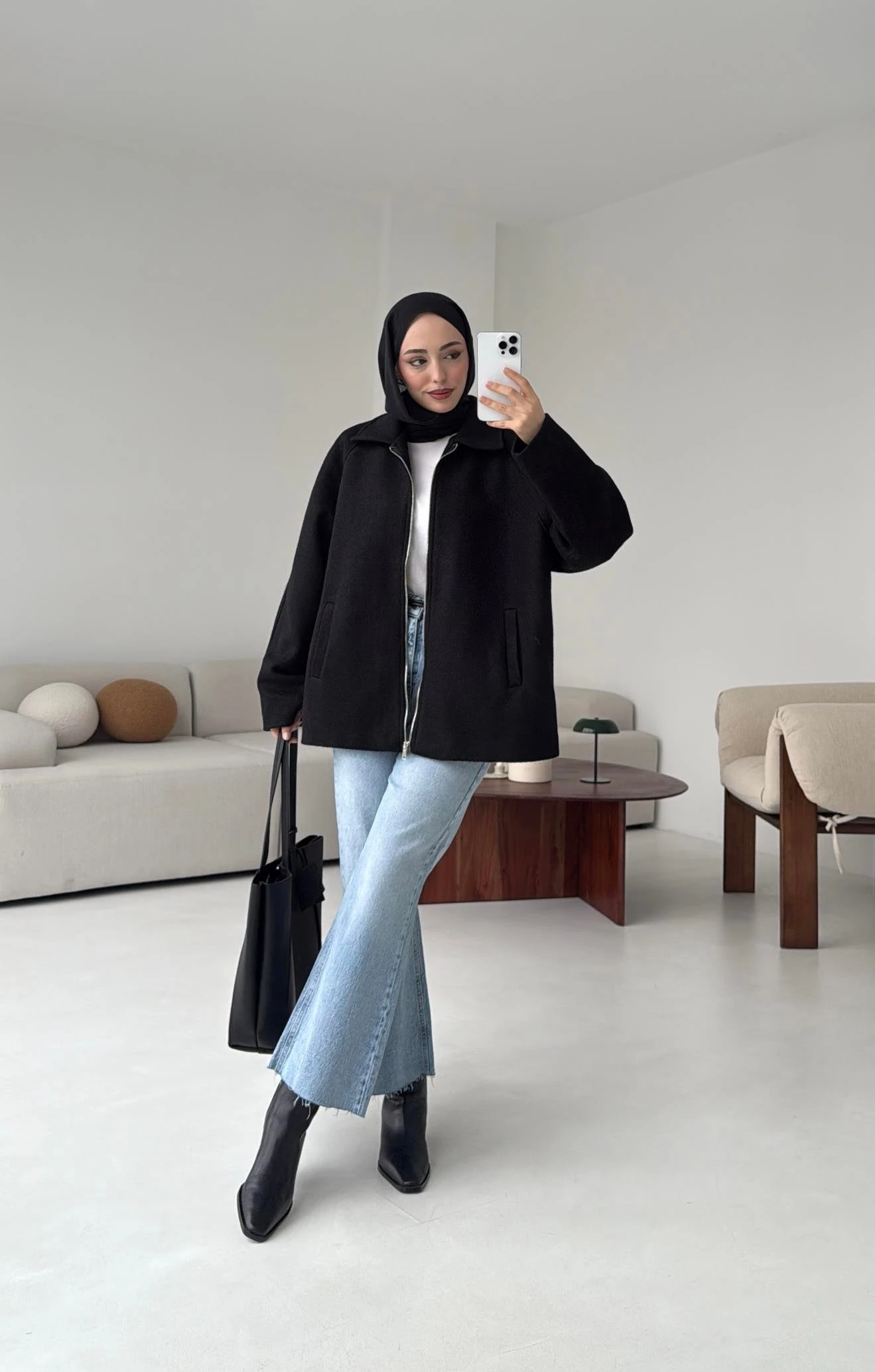 Fermuarlı Premıum Kece Ceket Siyah