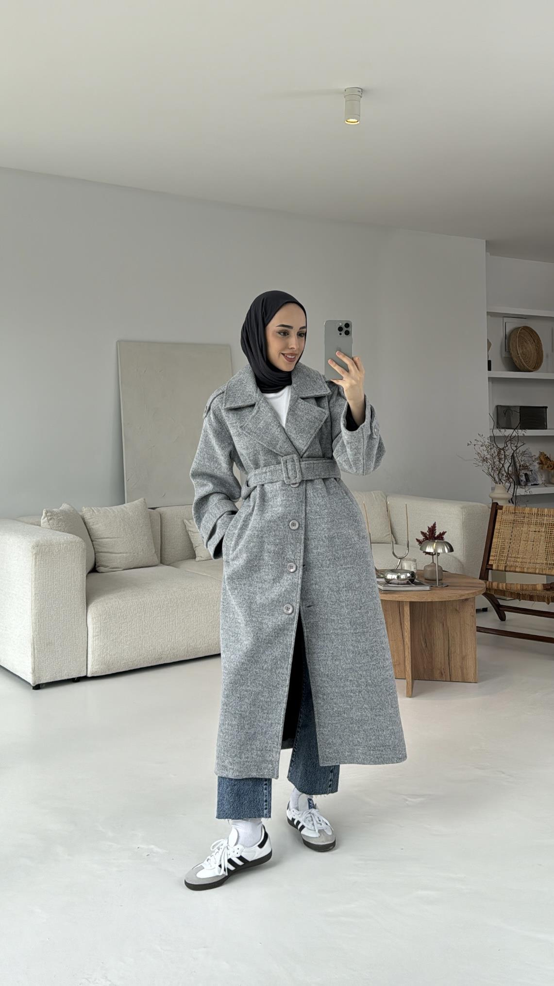 Gri Kemerli Premium Kaban