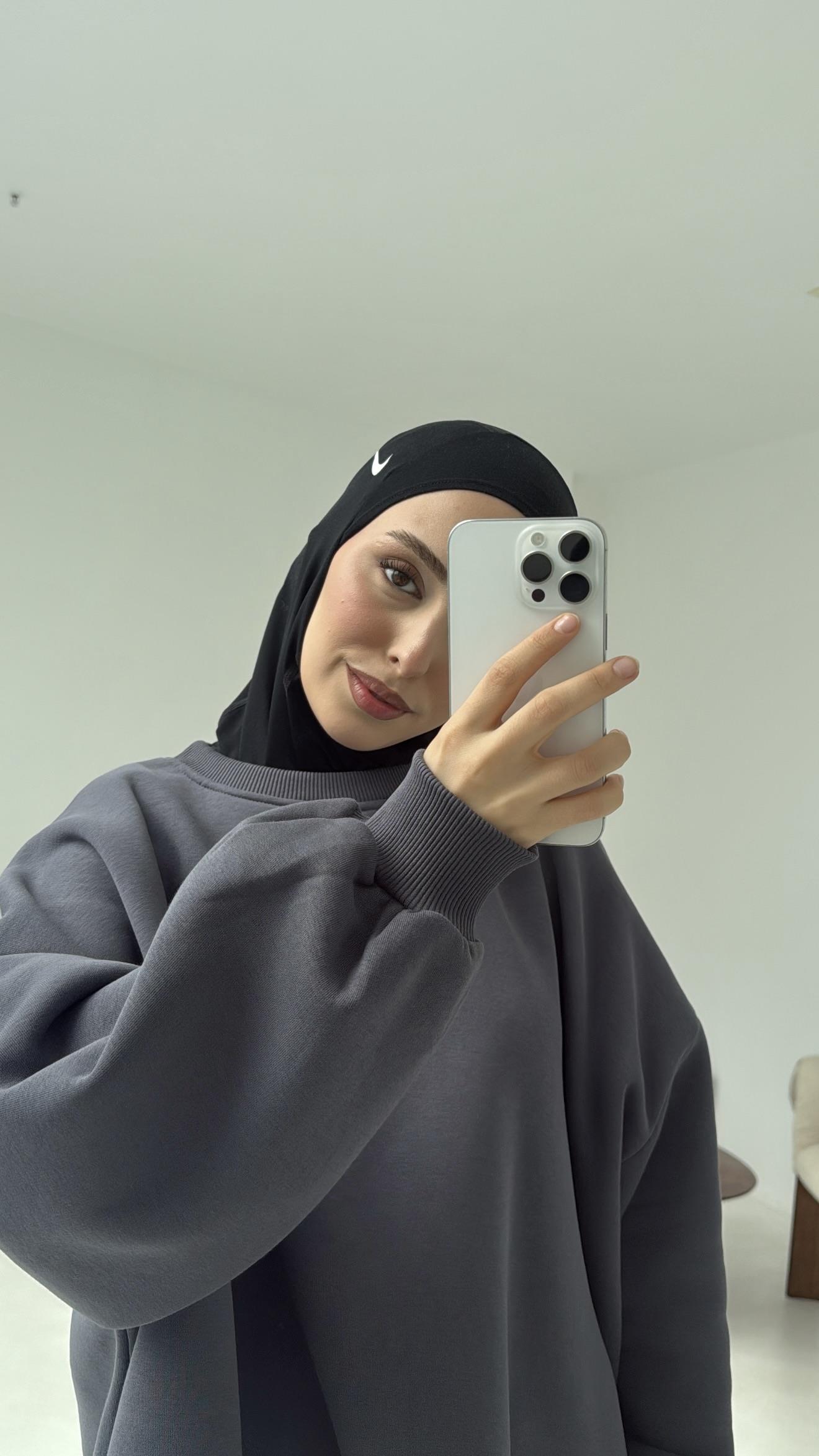 Oversize Şardonlu Sweatshirt Antrasit