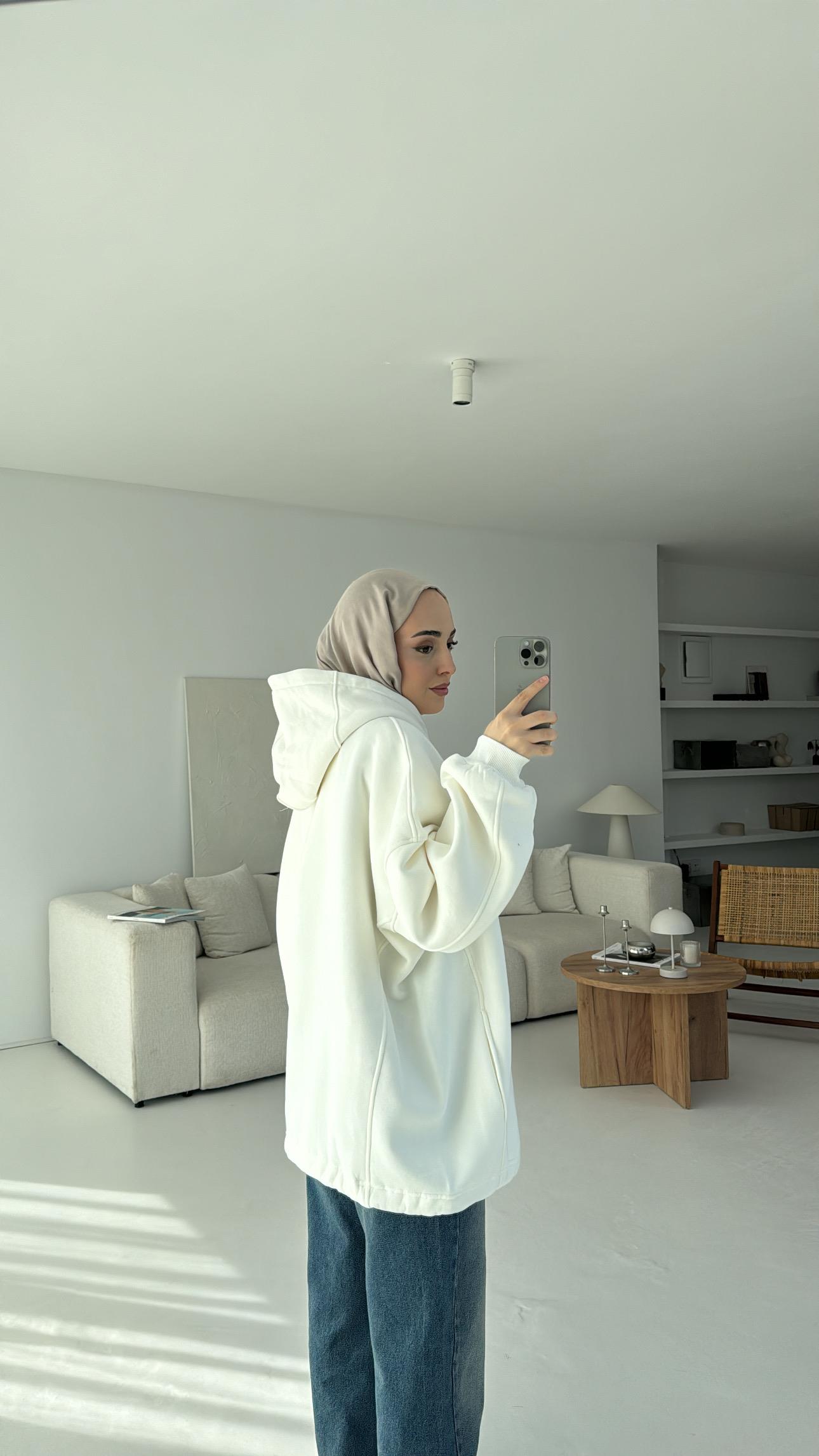 Savage Baskılı Swetshirt Beyaz