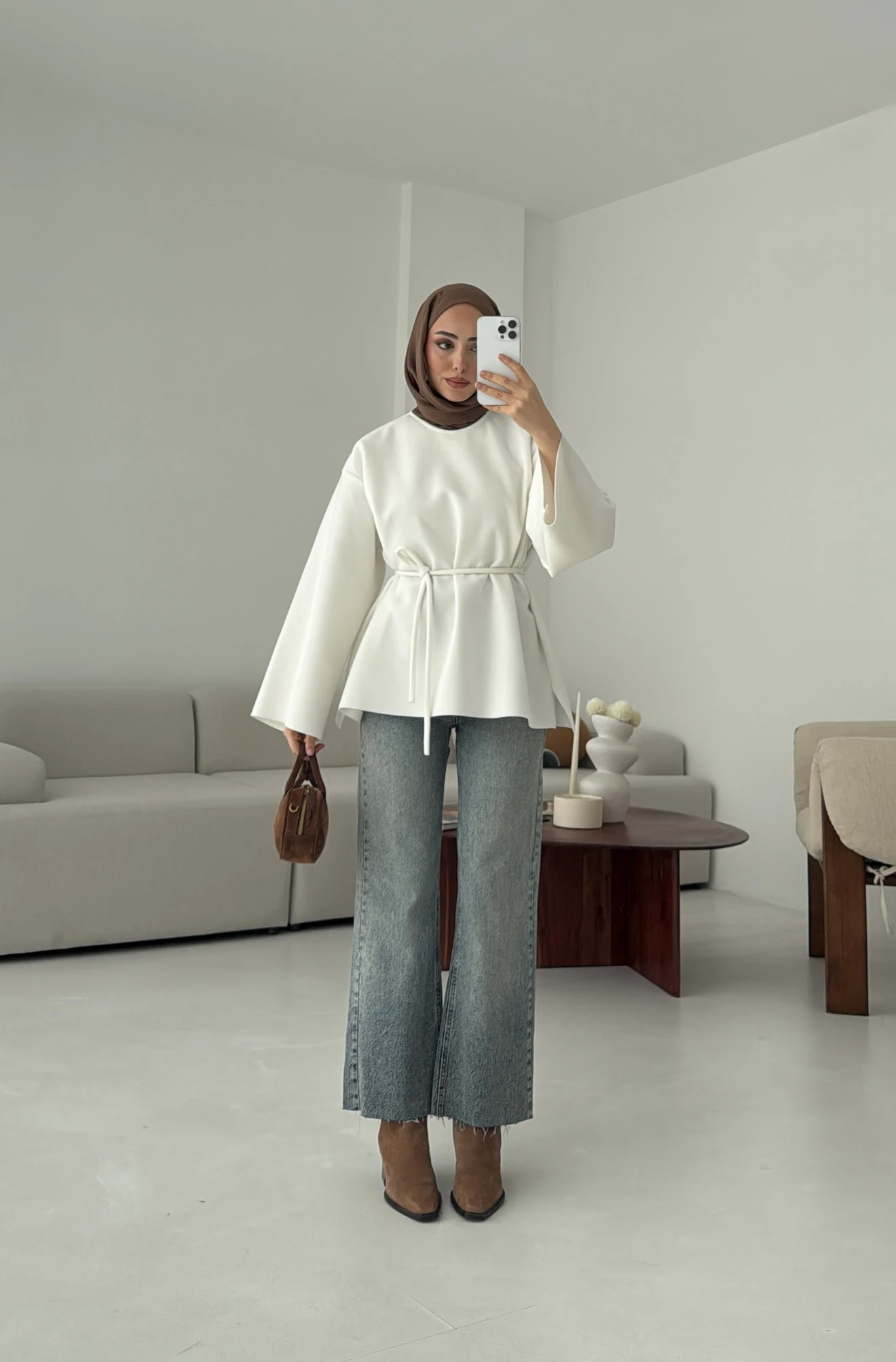 Tok Kumaş Bluz Beyaz