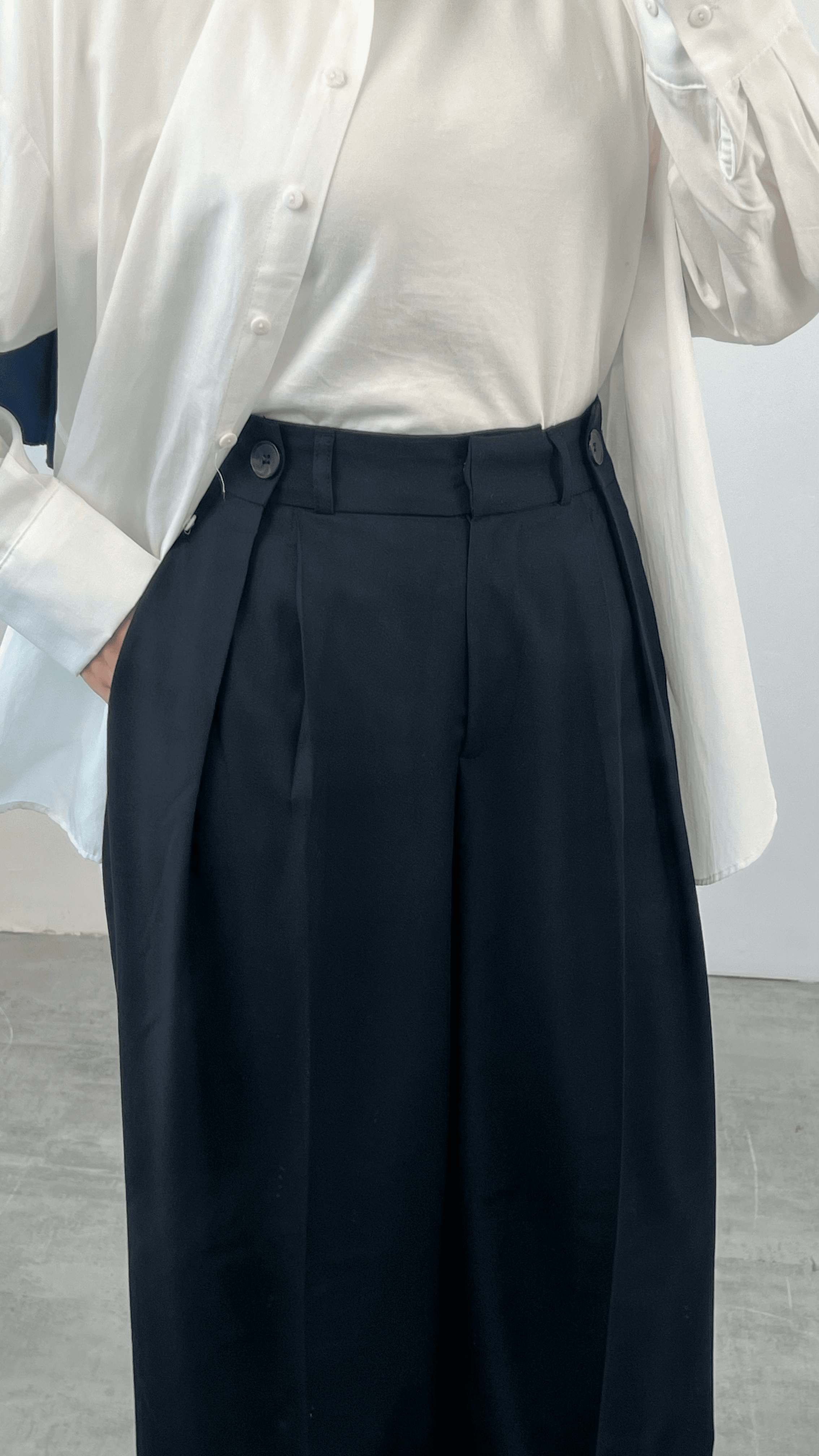 Siyah Bel Detay Palazzo Pantolon