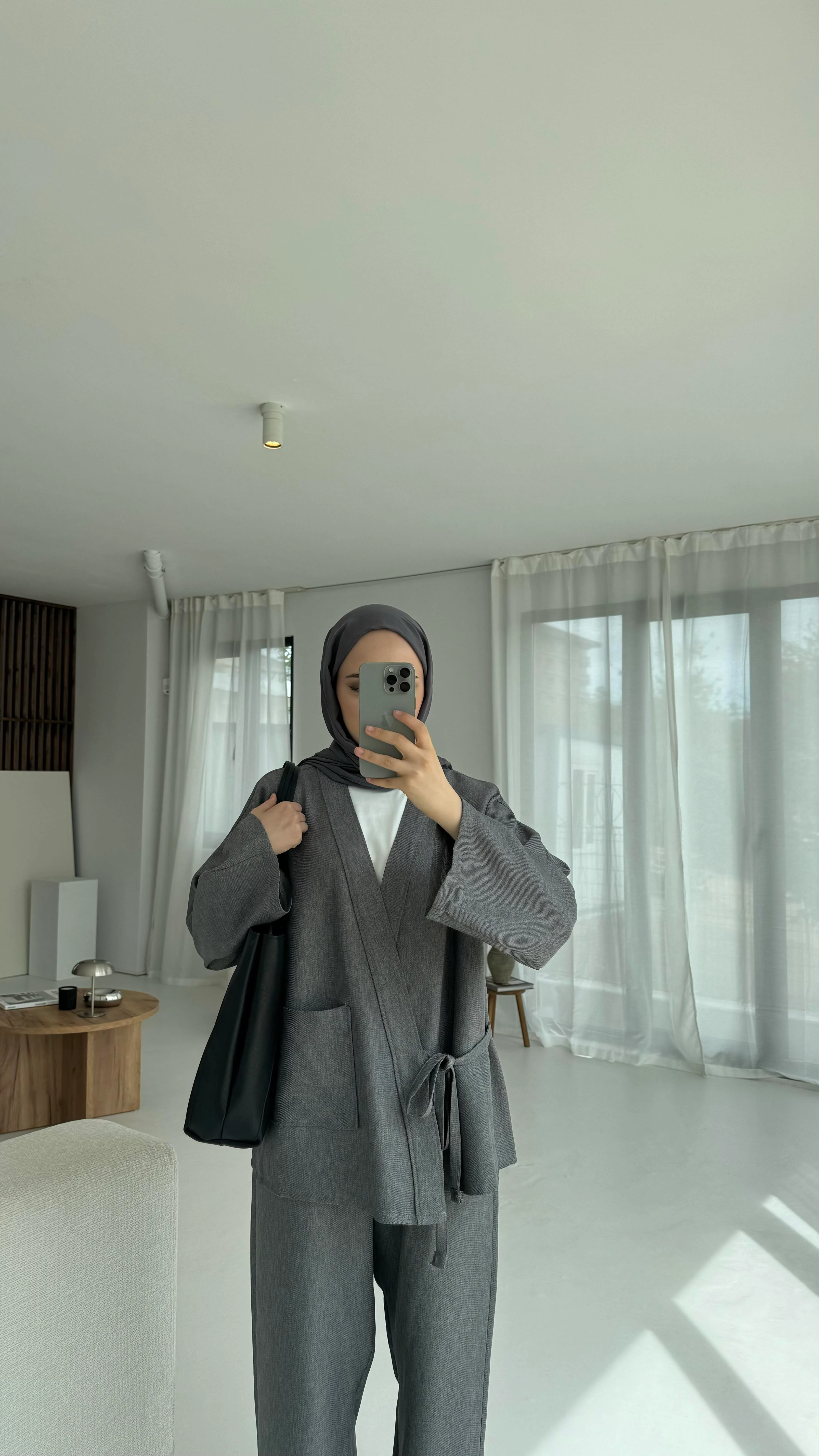 Tek Cepli Mevsimlik Takım Koyu Gri