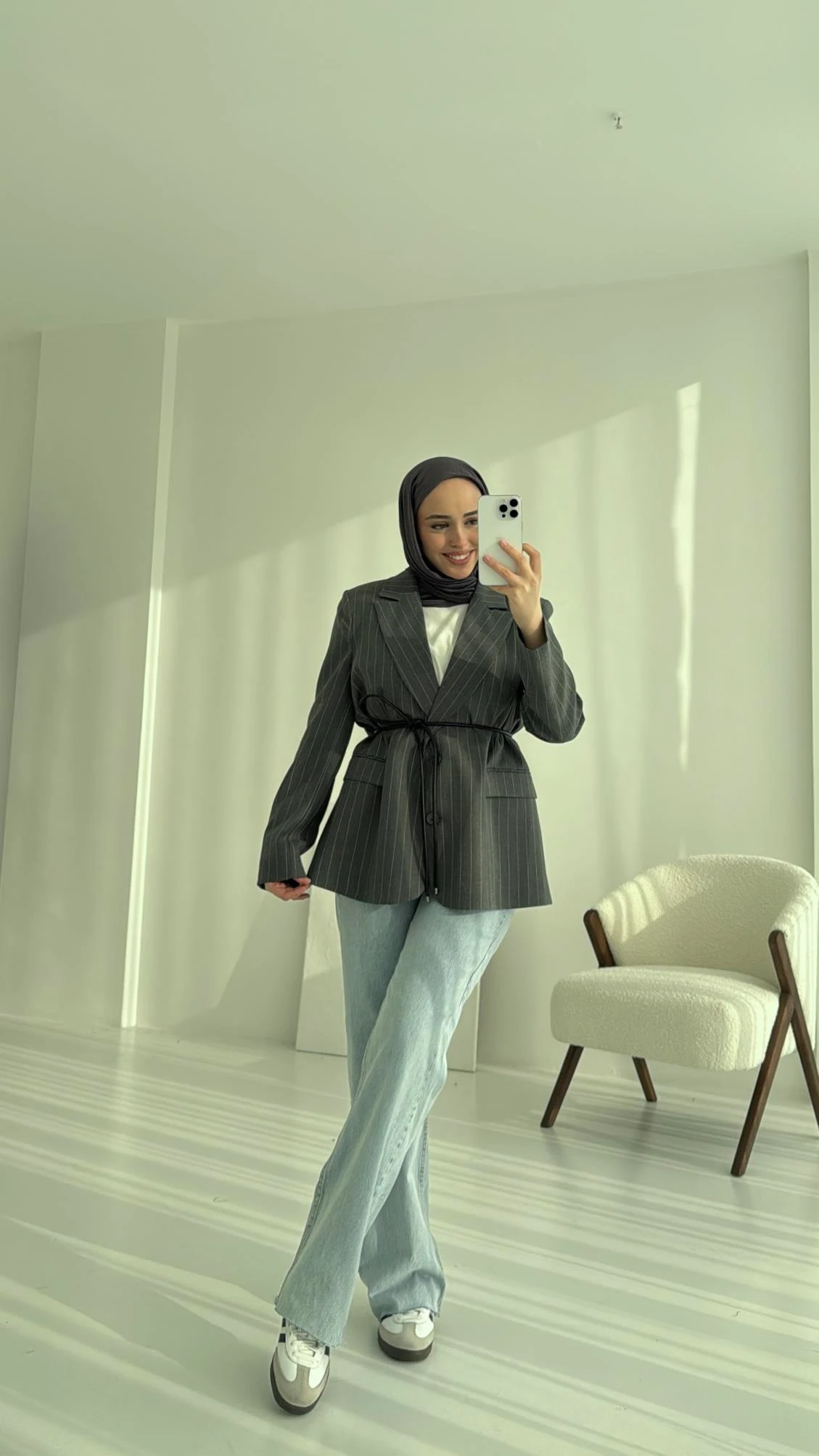 Kemer Detaylı Blazer Ceket Antrasit