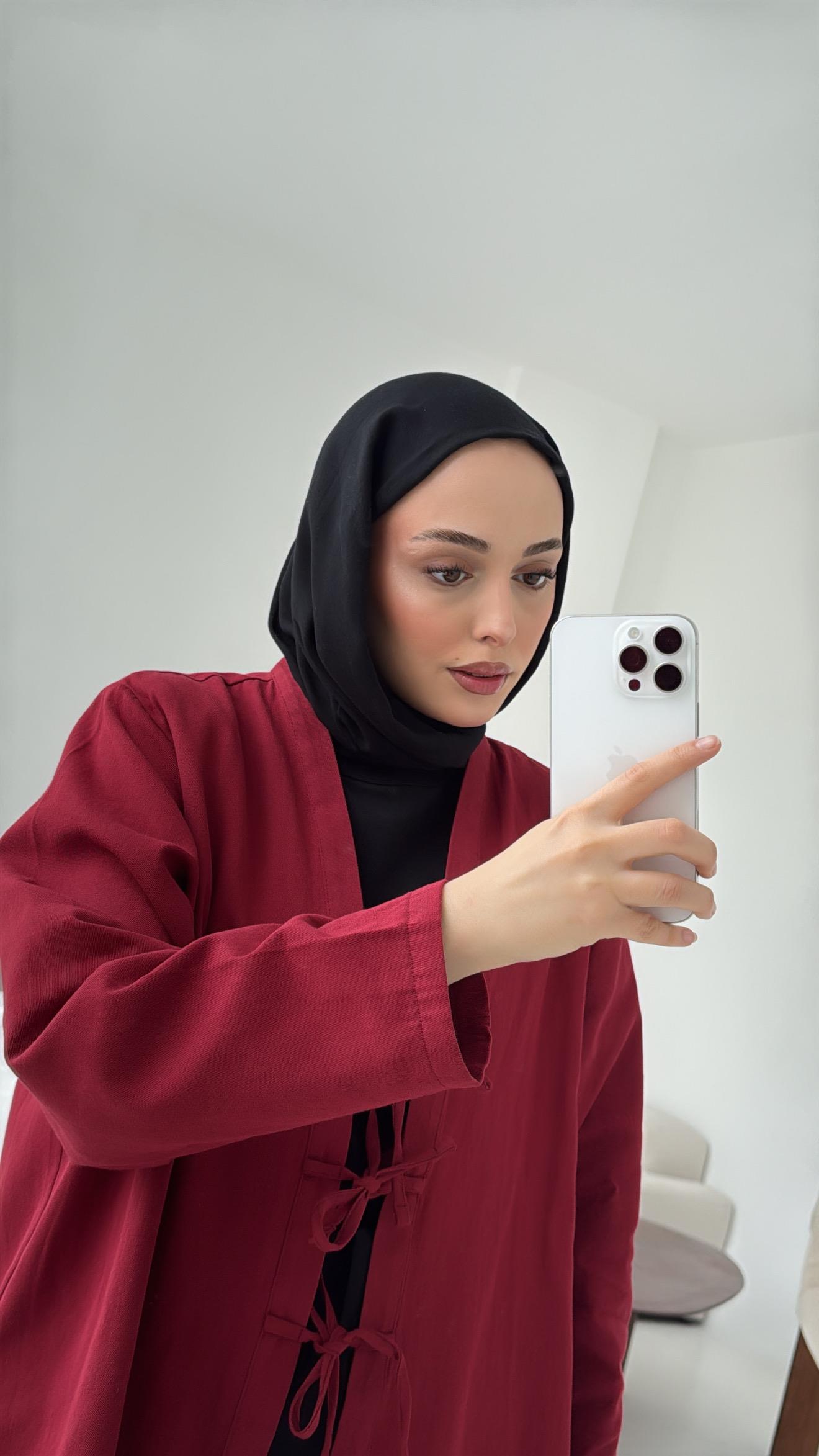 Üç Bağlamalı Kimono Bordo