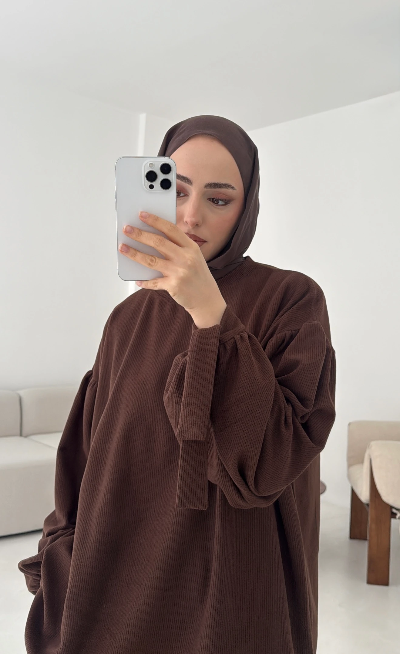 Selanik Balon Kol Bagcıklı Sweat Kahve 