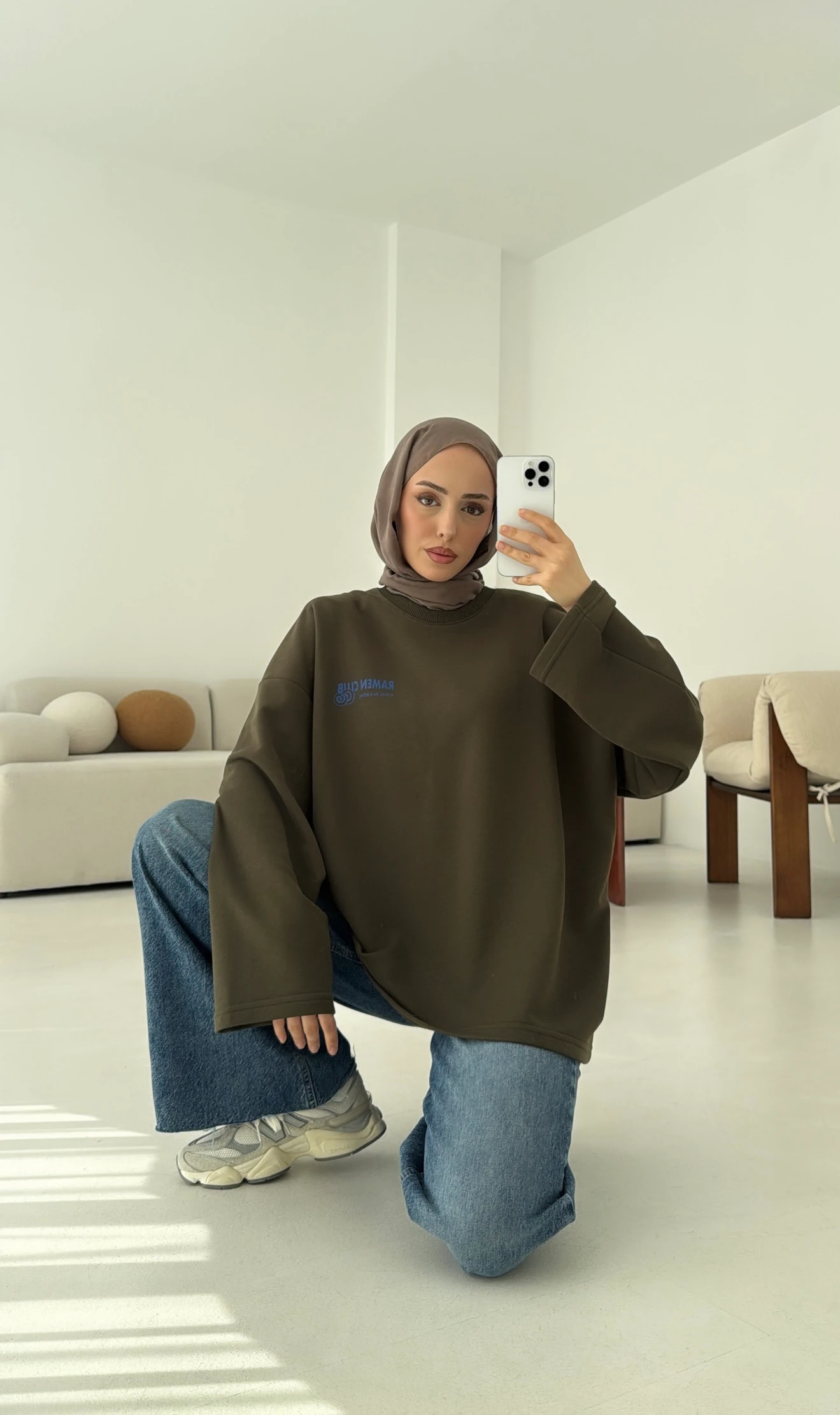 Ramen Baskılı Sweat Haki