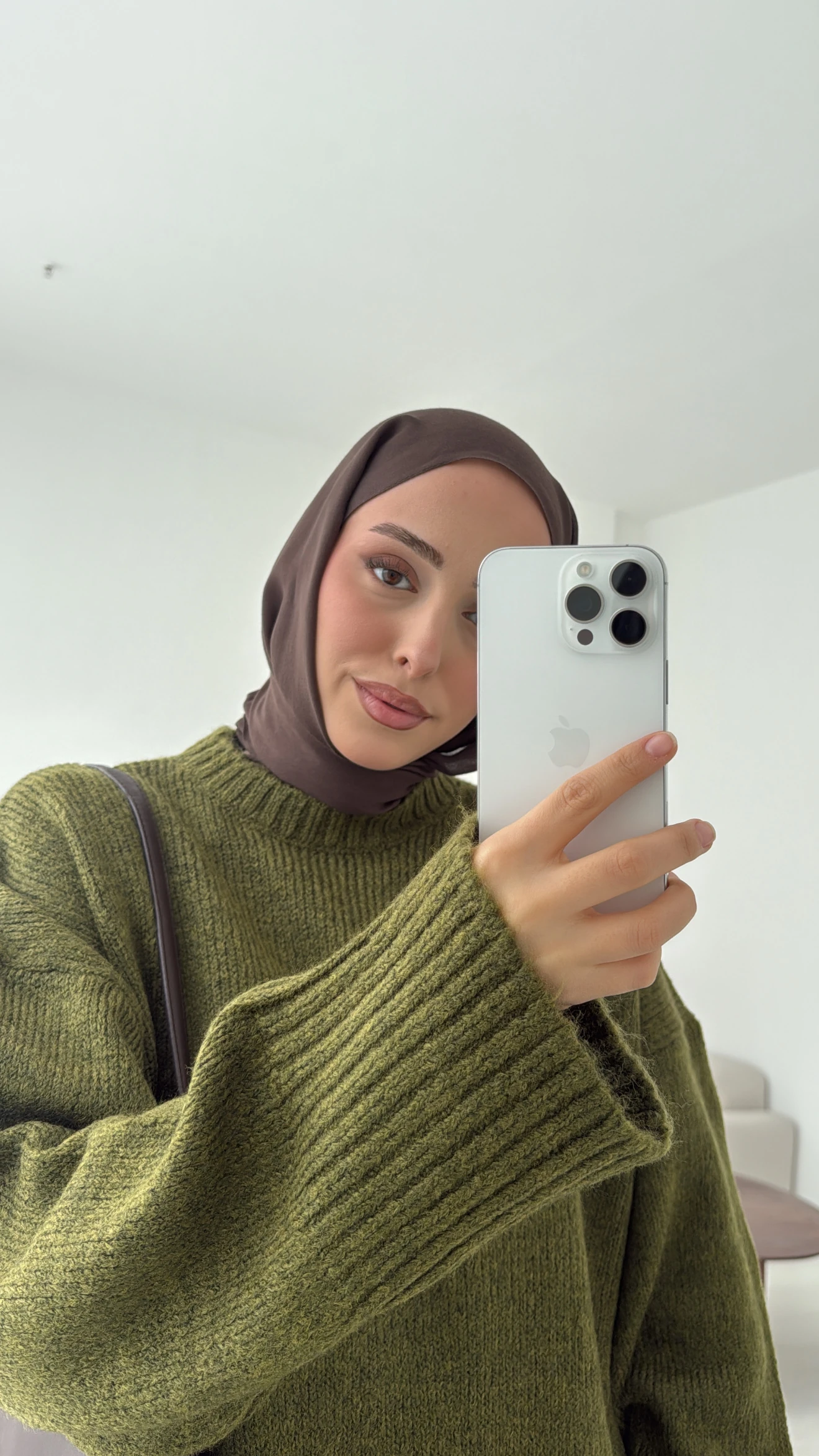 Çift Kat Triko Kazak Zeytin Yeşili