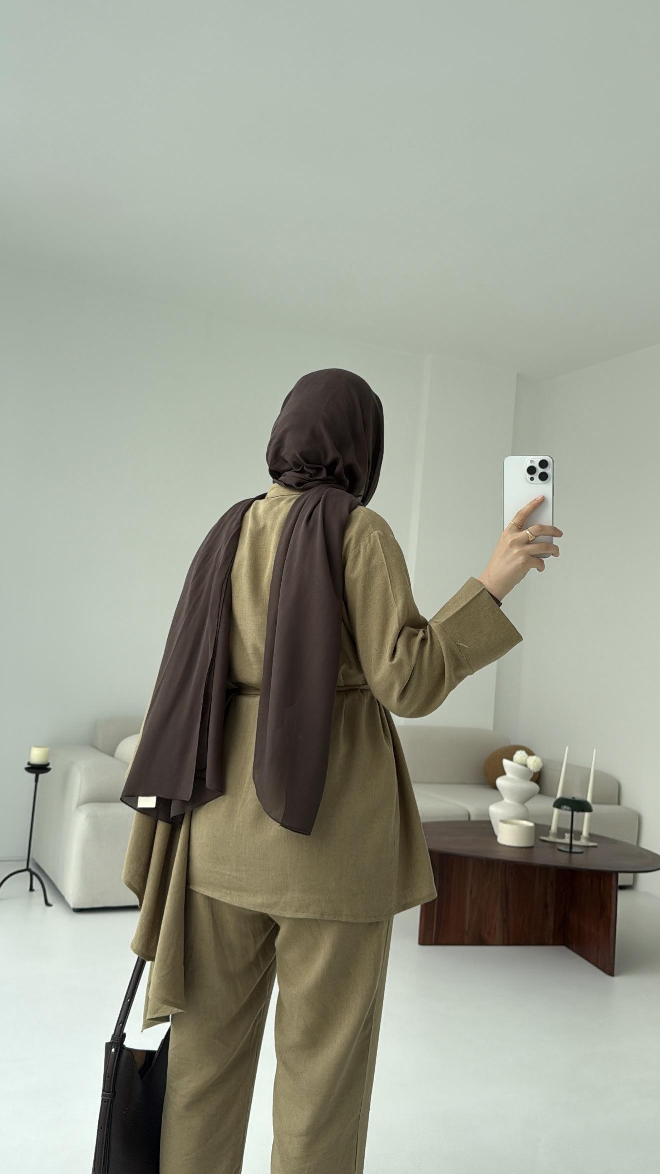 Volanlı Kimono Takım Olive