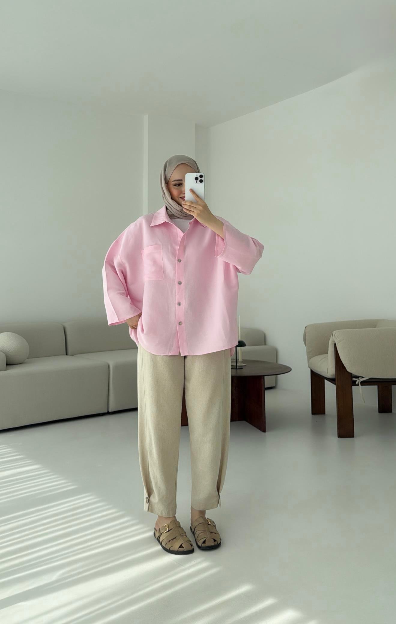 Pembe Oversize Gömlek