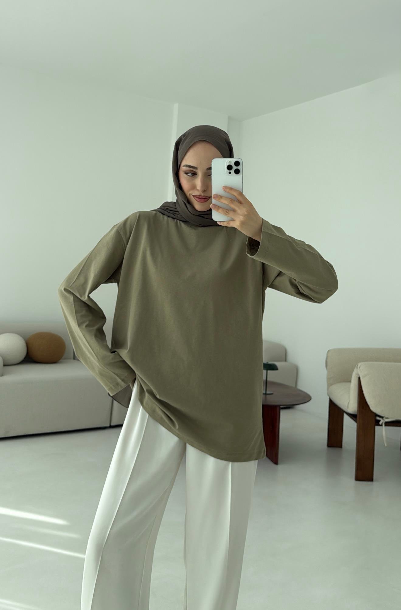 Basıc Sweatshirt Haki