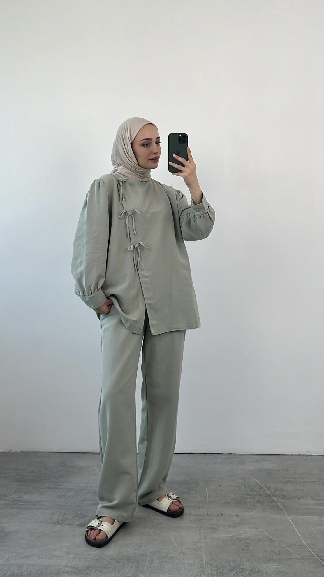 Hakim Yaka Gömlekli Takım Mint