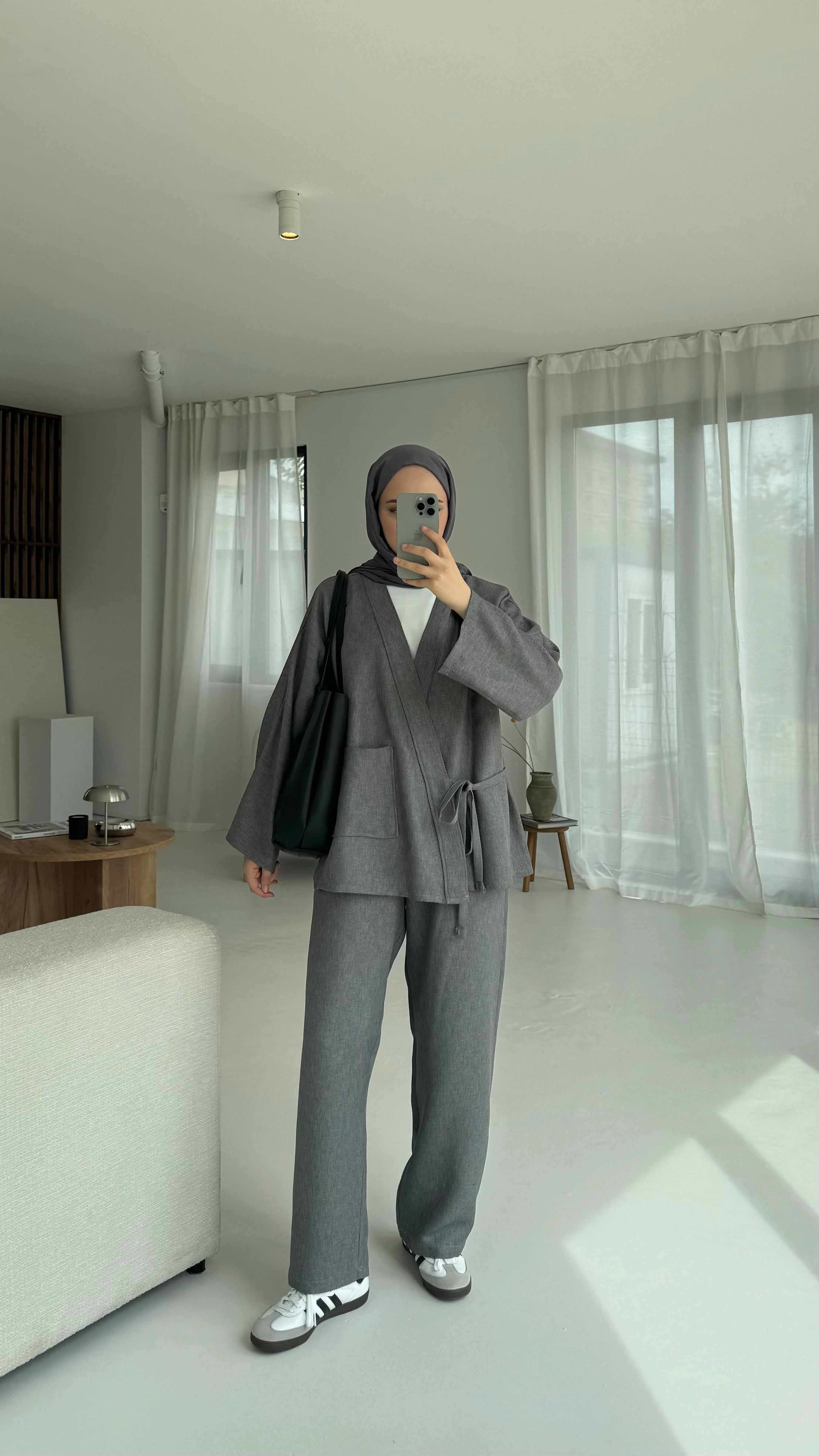 Tek Cepli Mevsimlik Takım Koyu Gri