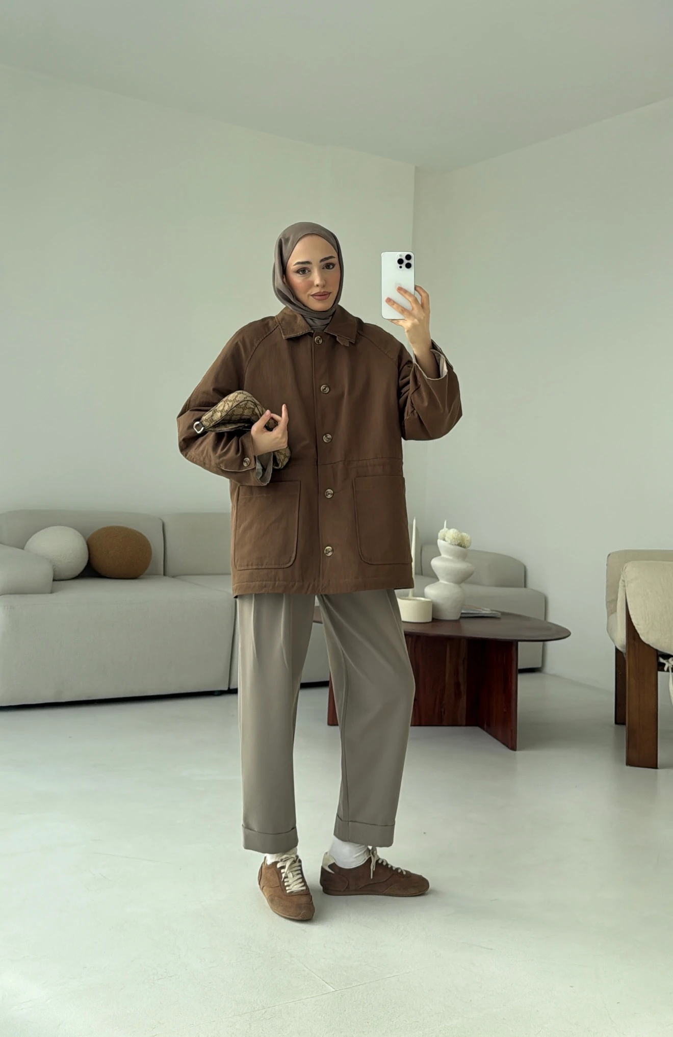 Beli Kordonlu Dolgulu Ceket Kahve