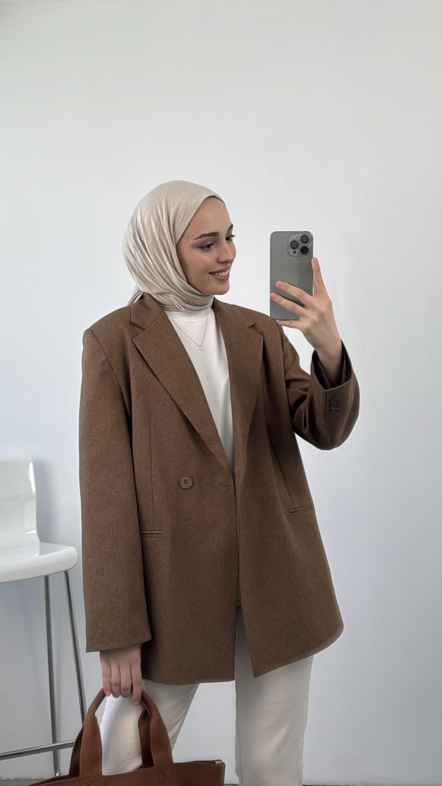 Bağlamalı Blazer Ceket Kahve