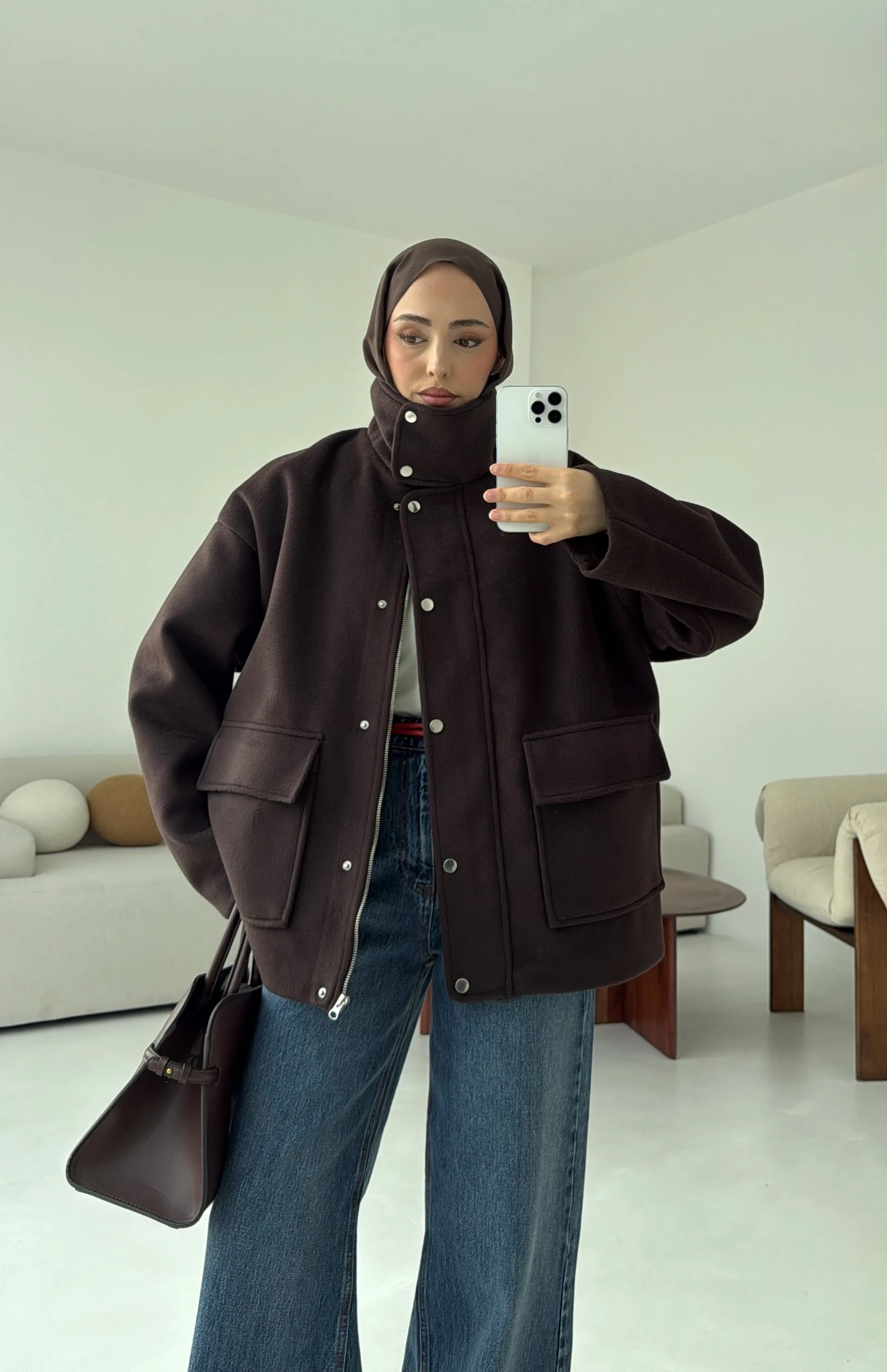 Klapalı Tasarım Kaban Kahve