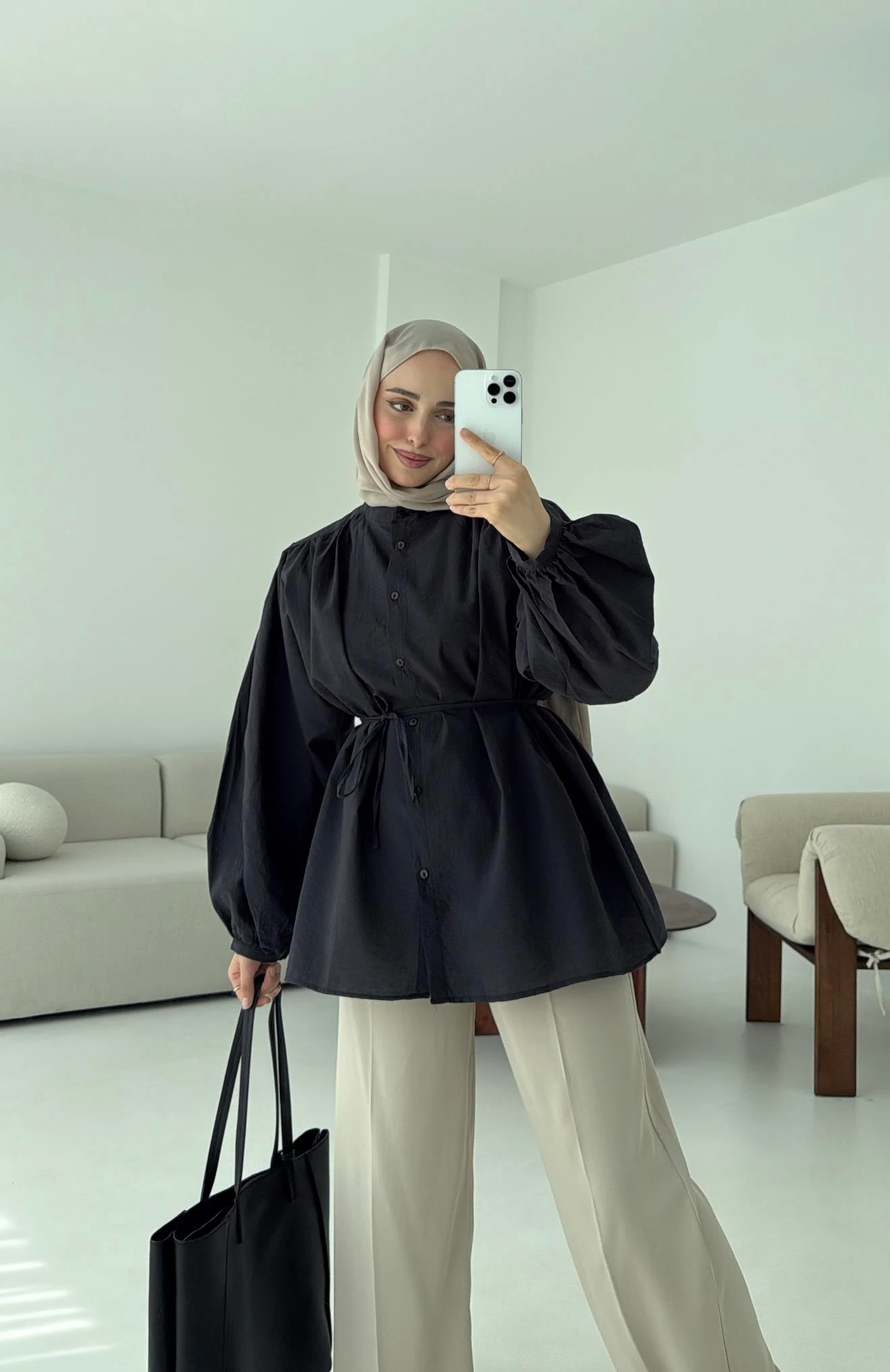 Risa Balon Kol Gömlek Antrasit