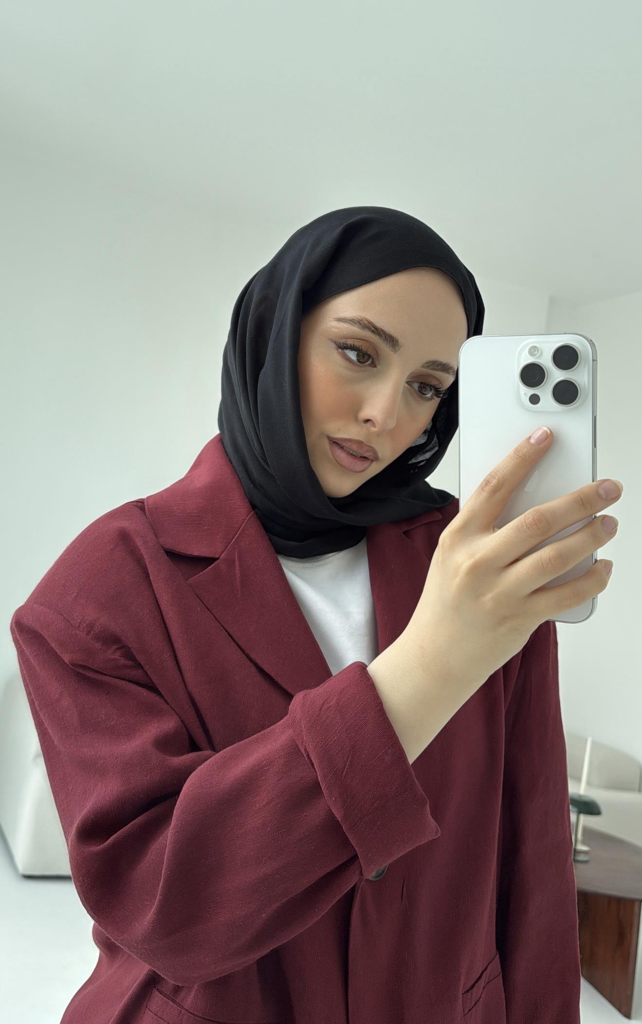 Astarsız Yazlık Keten Ceket Bordo