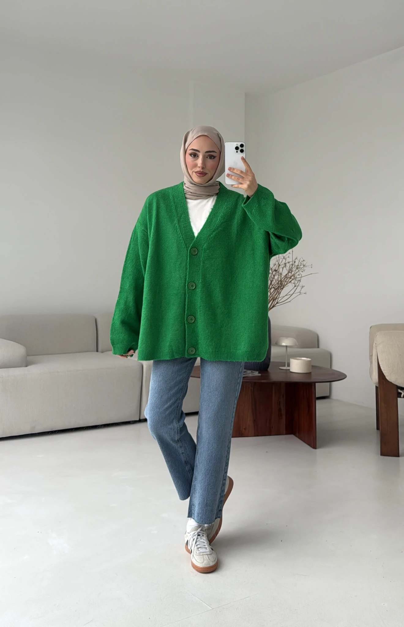 Oversize Yünlü Kazak Benetton Yeşili