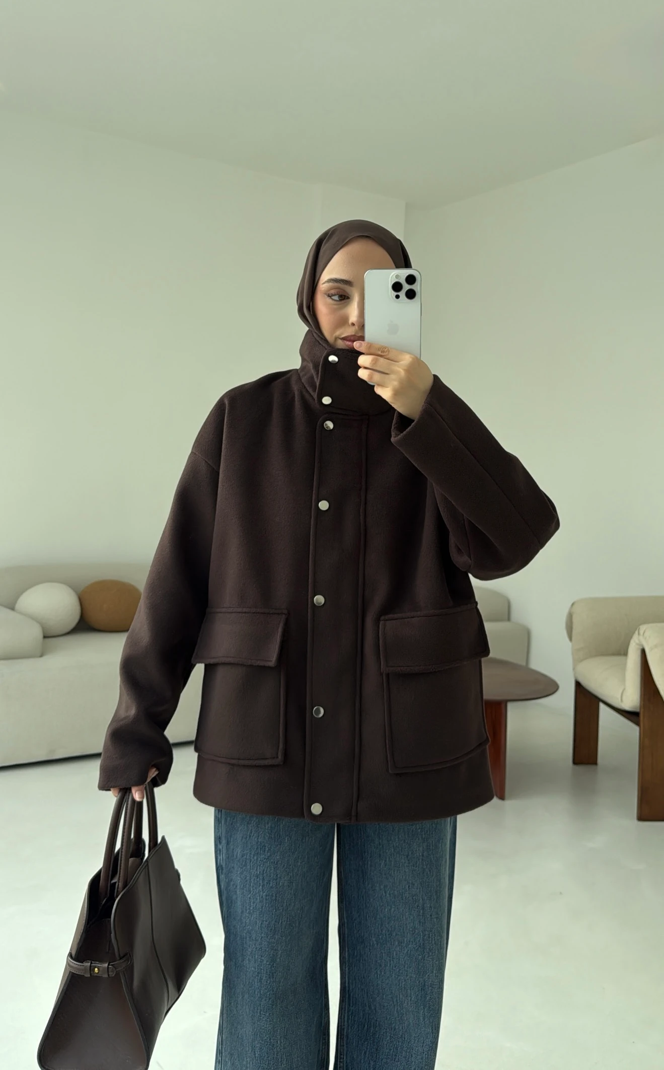 Klapalı Tasarım Kaban Kahve